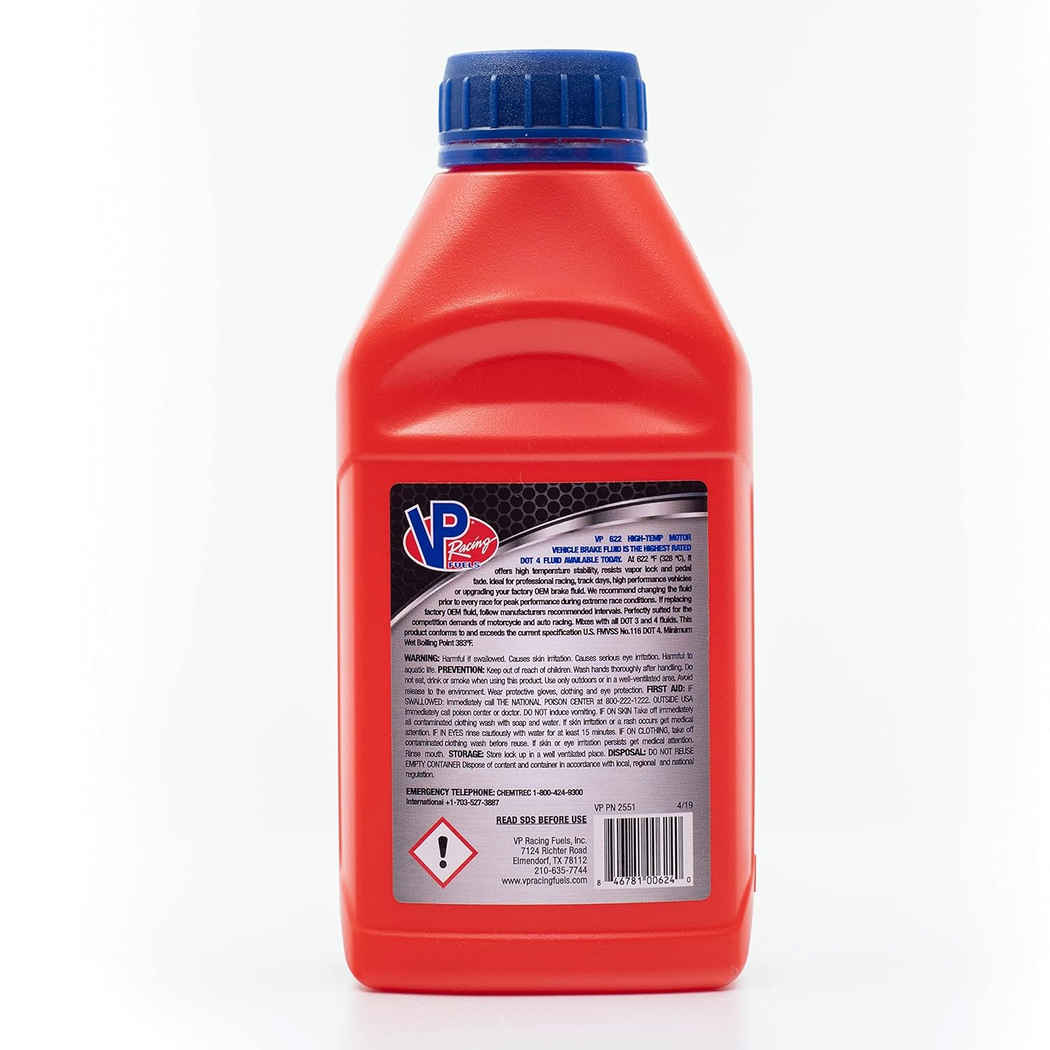 VP Racing 2551, 622 Racing Brake Fluid Full Synthetic DOT 4 - 500ml (12 Pack)