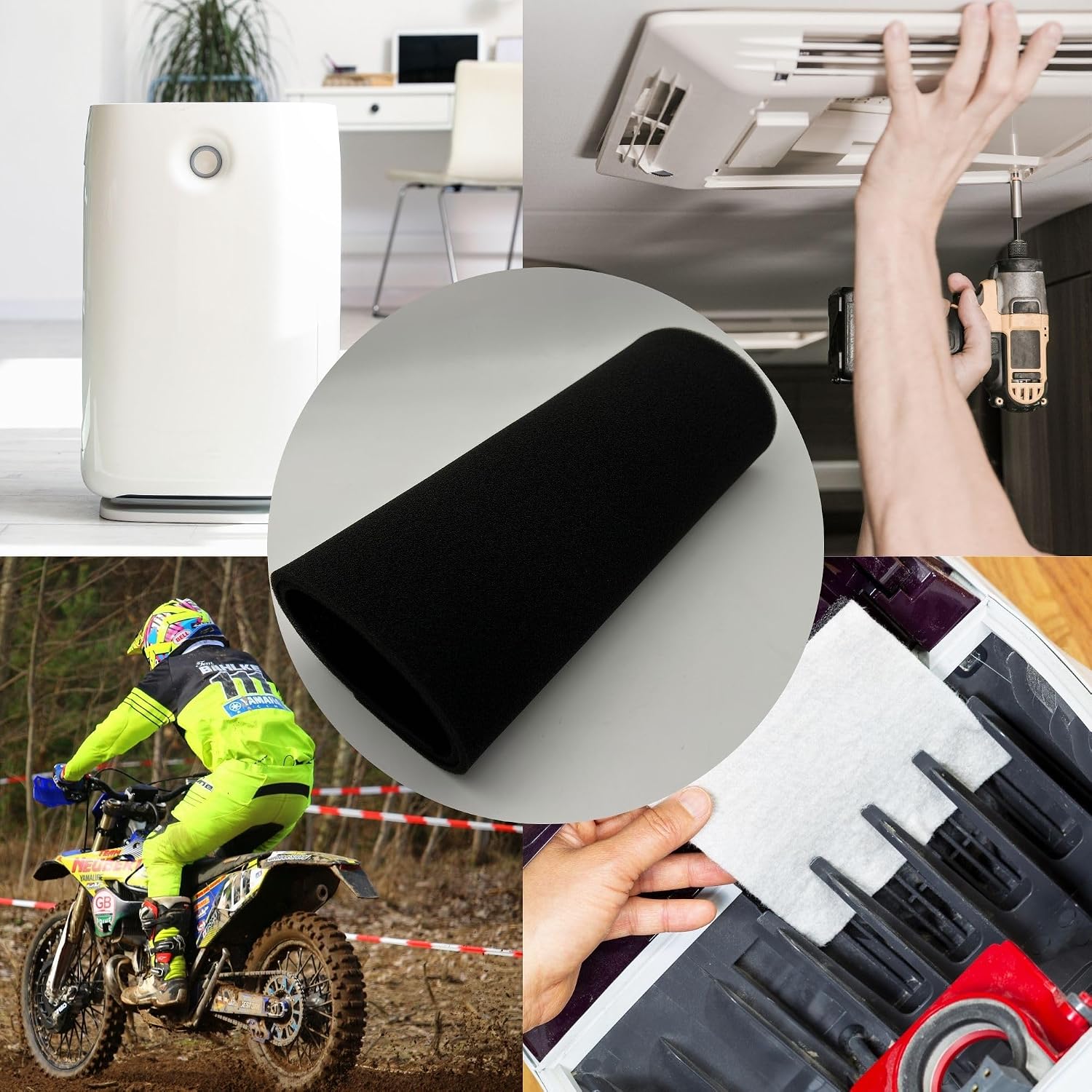 Window Air Conditioner Filter 1/4 inch 50PPI Cut To Fit AC Foam Replacement Filters Reusable Washable for Window Units RV Air Purifier Vents (【Upgrade Packaging】15 x 35 x 0.25 inch)