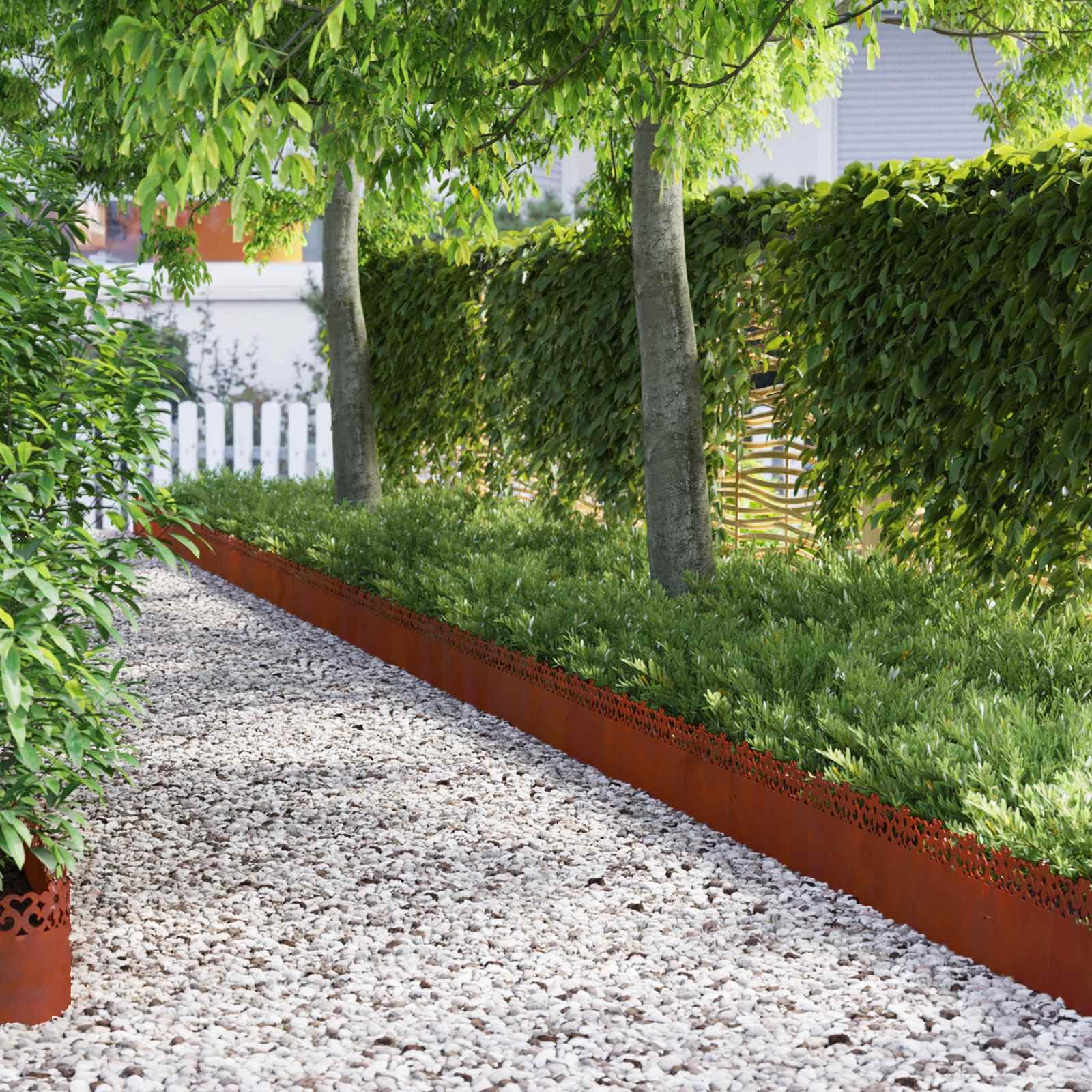 EBZFASO Steel Lawn Edging, Steel Edgings Of 103 0.05 22cm For Border Flower Beds(Weathering steel/10,Flower)