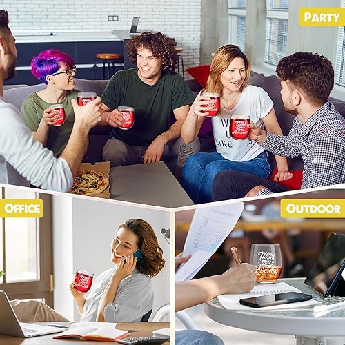 Miniatura 5 de Tioncy 6 copas de vino inspiradoras sin tallo de 12 onzas, regalos de agradecimiento para mujeres, agradecimiento por ser increíble, regalo de