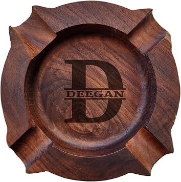 Fathers Day Dad Gift, Cigar Ash Tray Home Ashtrays Wooden Cigar Ashtrays for Men Dad Personalized Walnut Outdoor Ash Tray With Name for Husband Grandpa Groomsmen Anniversary Christmas