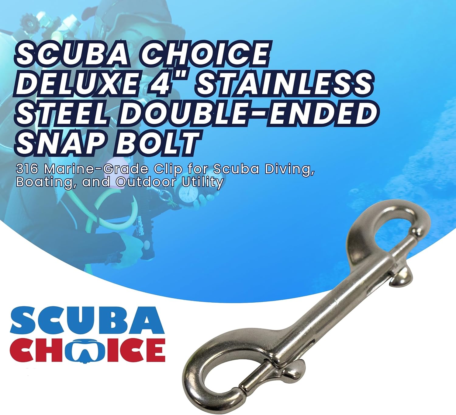 Scuba Choice Scuba Dive Deluxe 4" Stainless Steel Double Ended Snap Bolt
