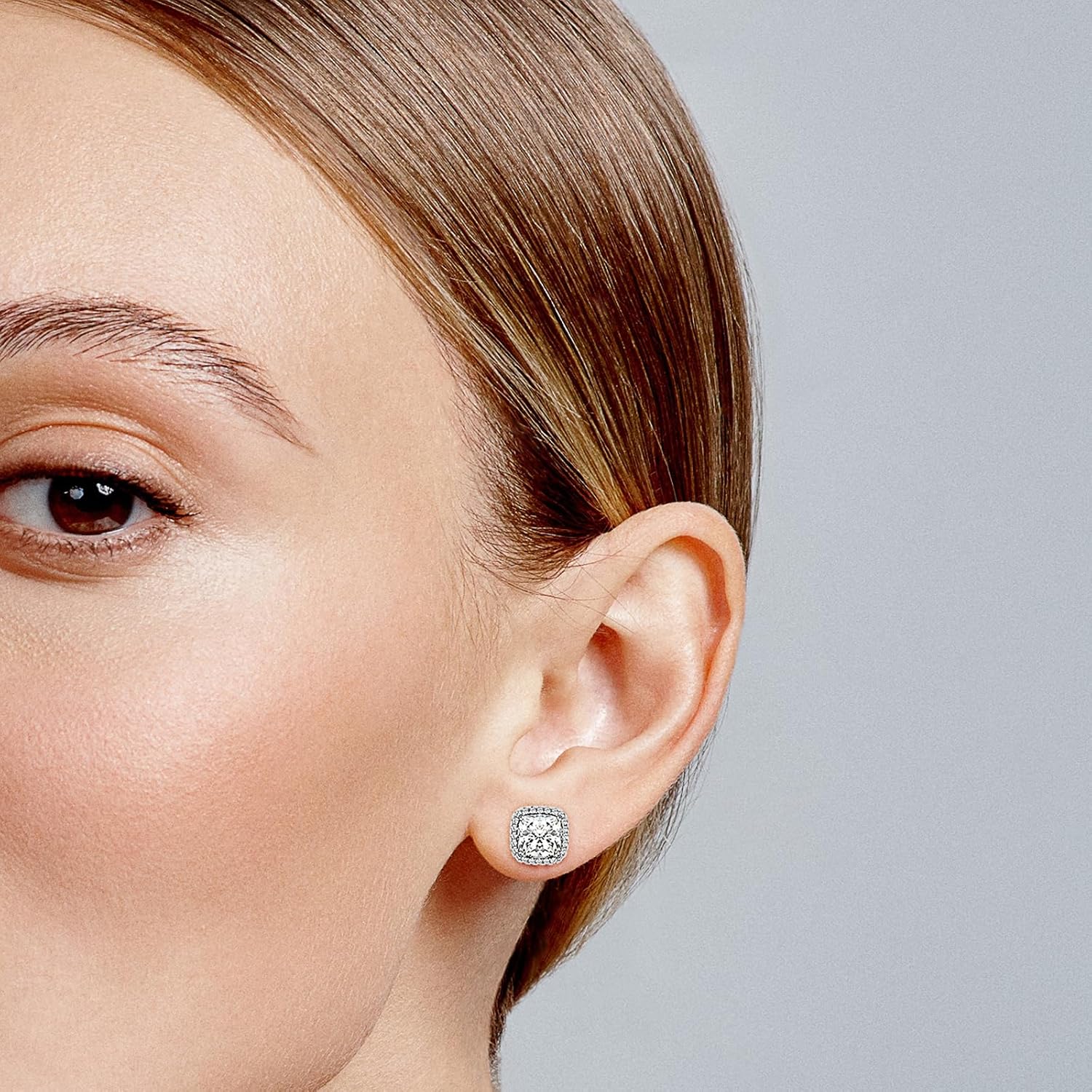 Square Cubic Zirconia Earrings Stud 7mm CZ Studs Hypoallergenic Princess Cut Zirconia 925 Sterling Silver Post Studs Earrings for Women - Image 2