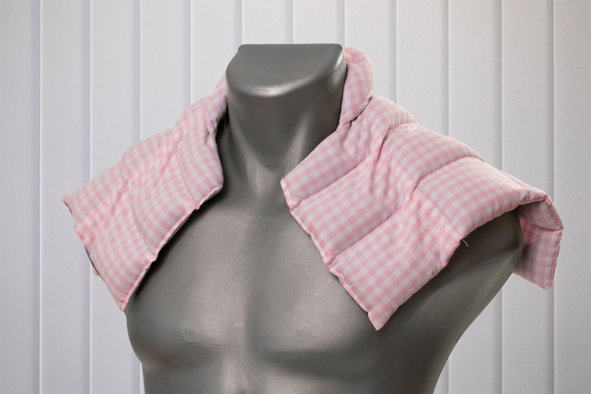 Cuscino termico cervicale XL per collo, spalle e schiena - Cuscino termico con semi di uva - rosa-bianco - Cotone bio/organico