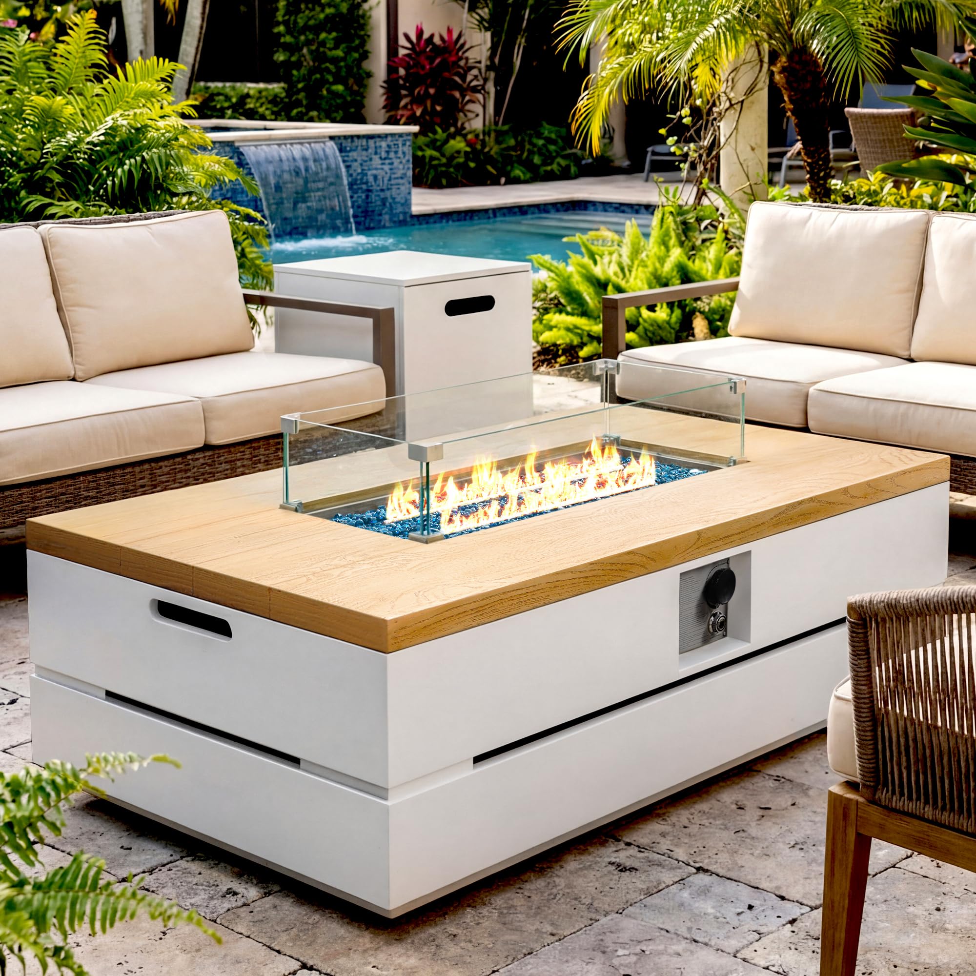 UPHA 50-inch Outdoor Patio Propane Gas Fire Pit Table