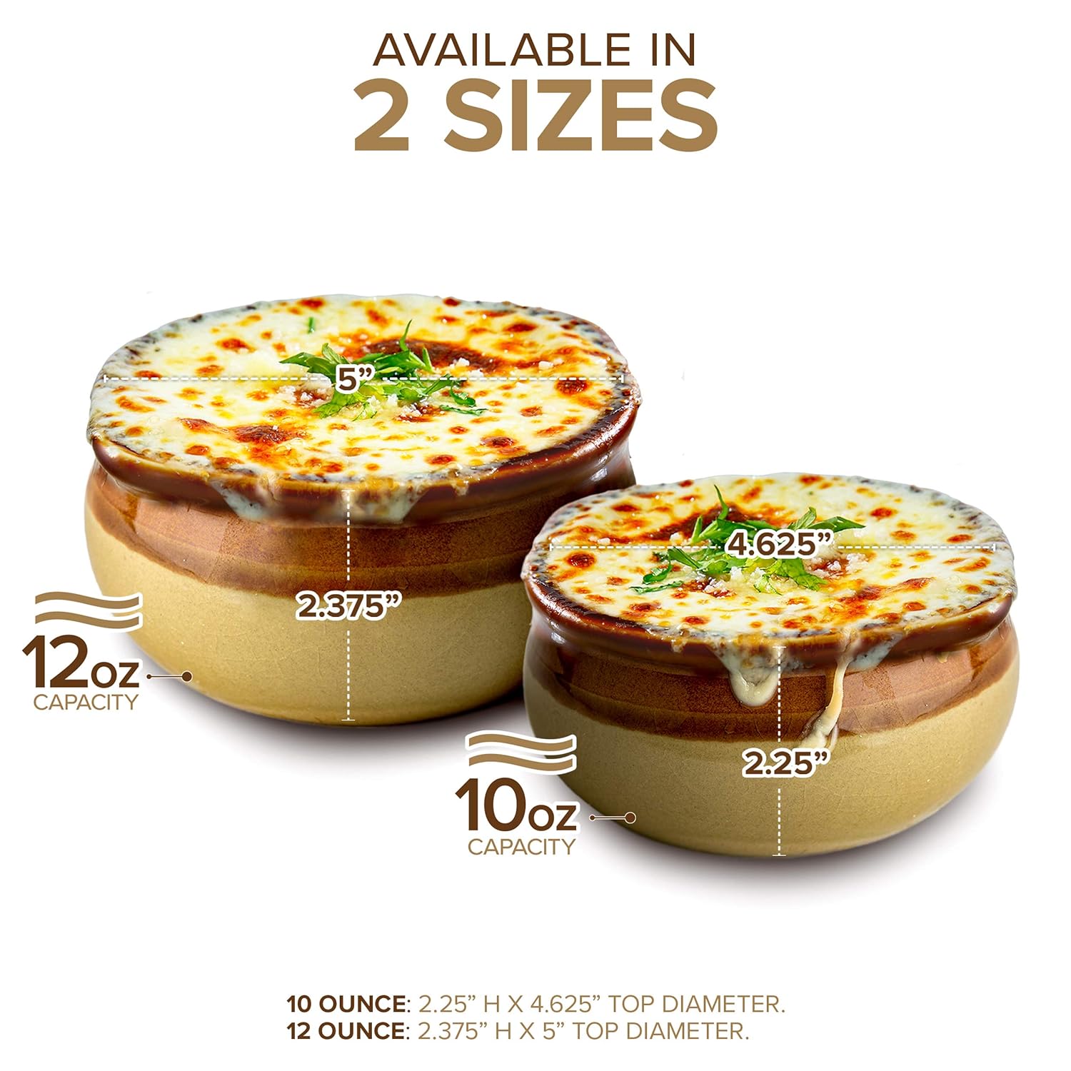 Stock Your Home French Onion Soup Crocks (6 Count) - 12 Ounce Oven Safe French Onion Soup Bowls - Two-Toned Brown & Ivory Ceramic Porcelain Soup Bowls : Grocery & Gourmet Food