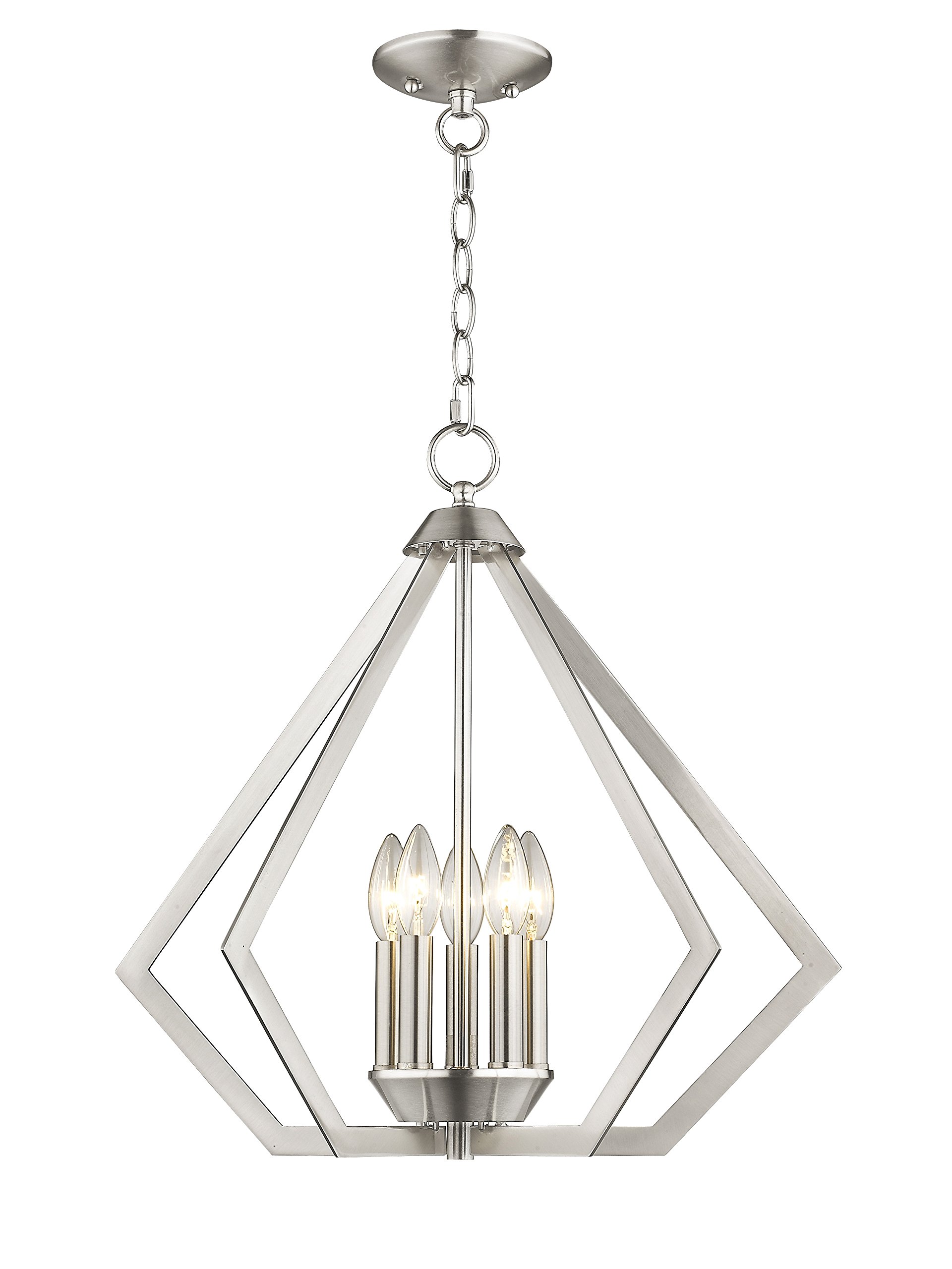 Livex Lighting40925-91 Prism 5 Light Chandelier, 20" x 20" x 19.5", Brushed Nickel