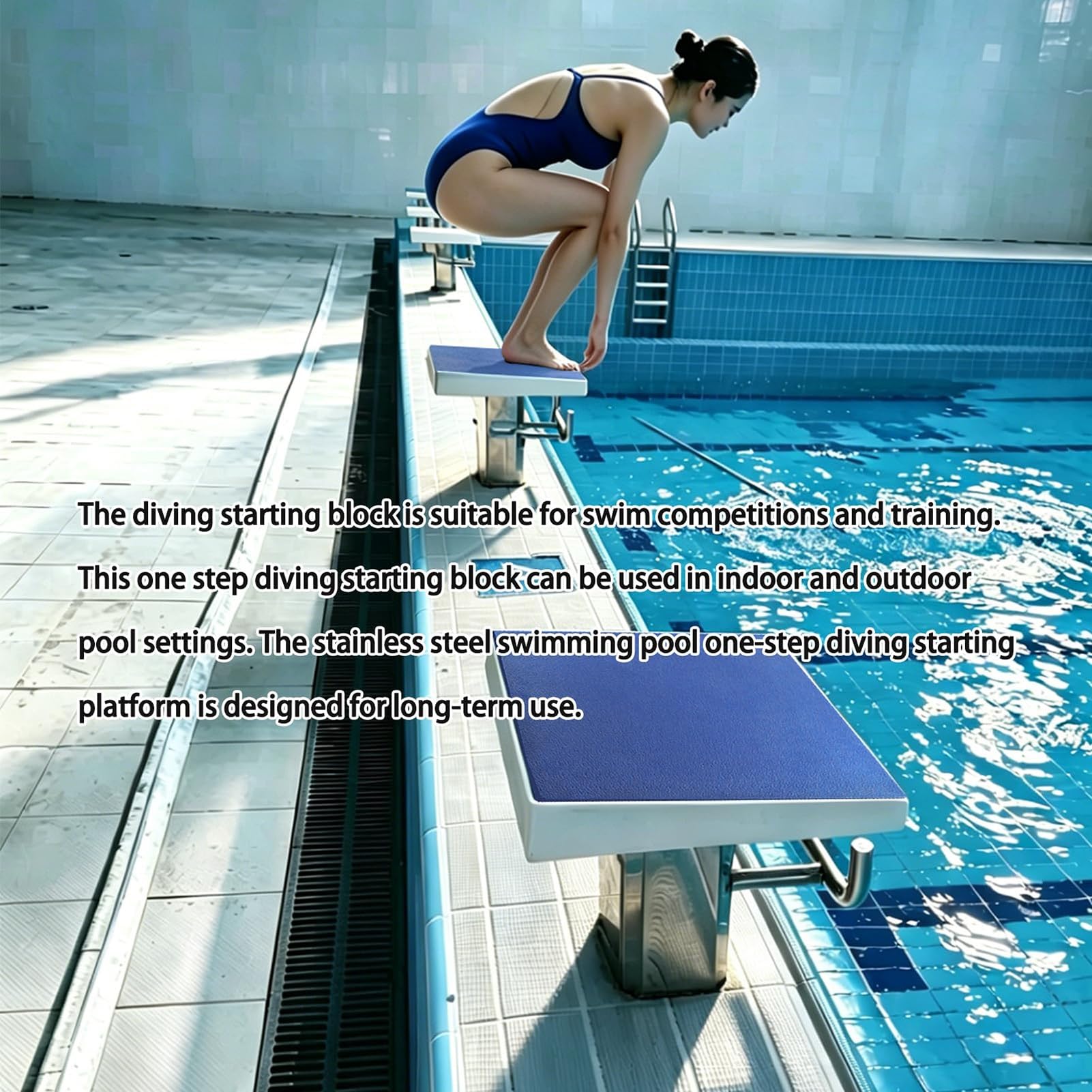 Piattaforma per Tuffi in Piscina,Trampolino per Tuffi,Superficie Antiscivolo in Acciaio Inox Inclinata a 15°,Portata 600Lbs/280kg per Trampolino da Piscina e Piattaforma Competizione di Nuoto