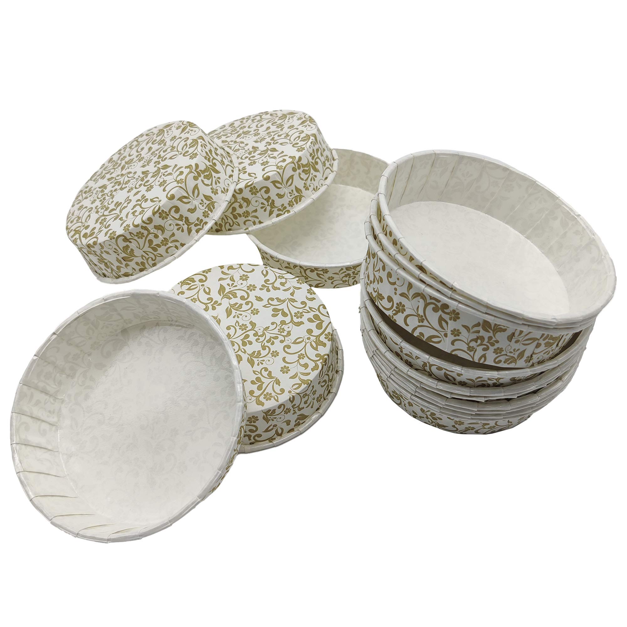 Esslly Premium Mini Paper Tart Mould Elegant Gold Floral Design Base  cms, Height cms (Pack of 100) Greaseproof, Oven Microwave Safe