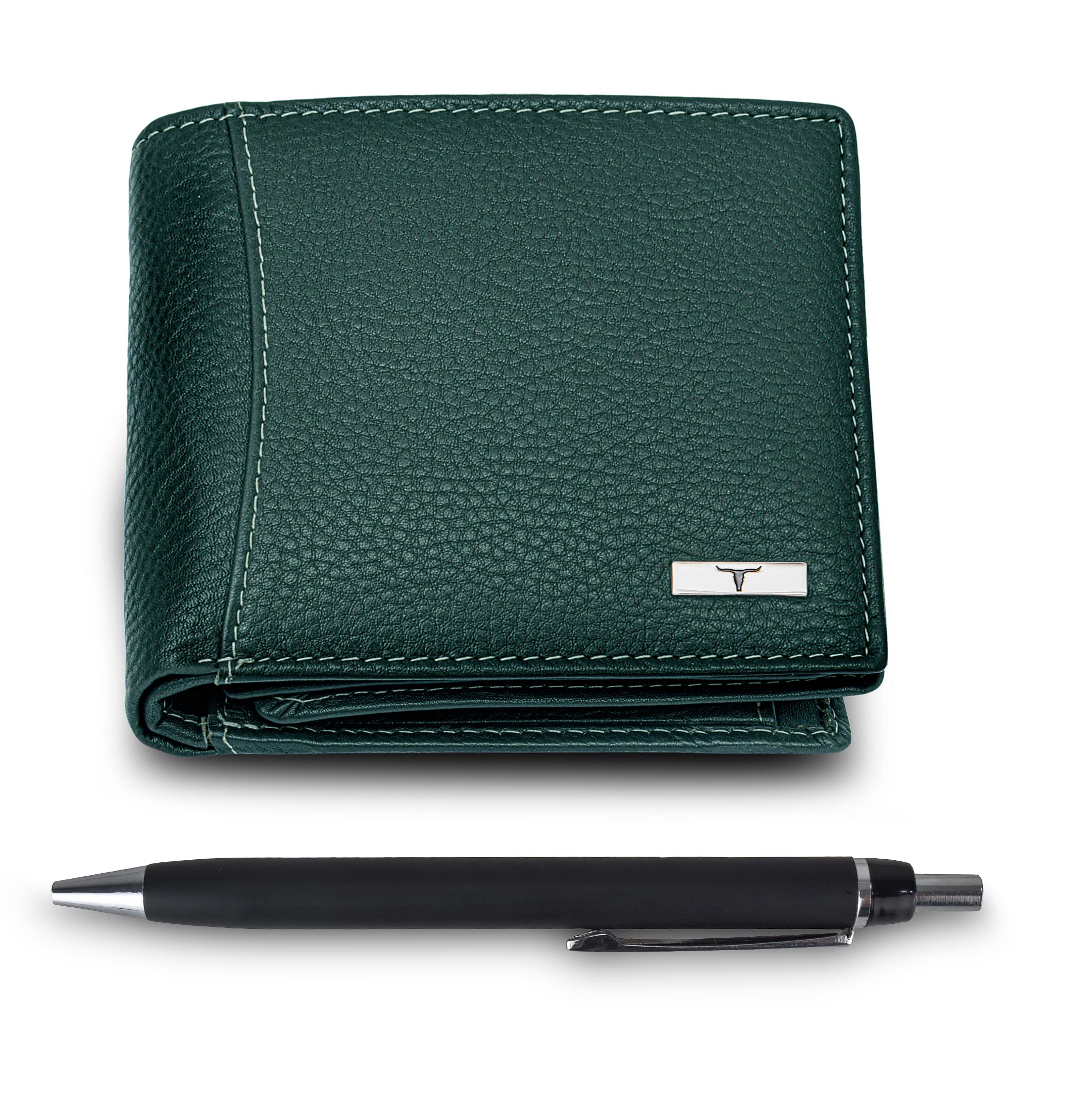 Oliver Green Leather Wallet & Pen Combo Gift Set for Men