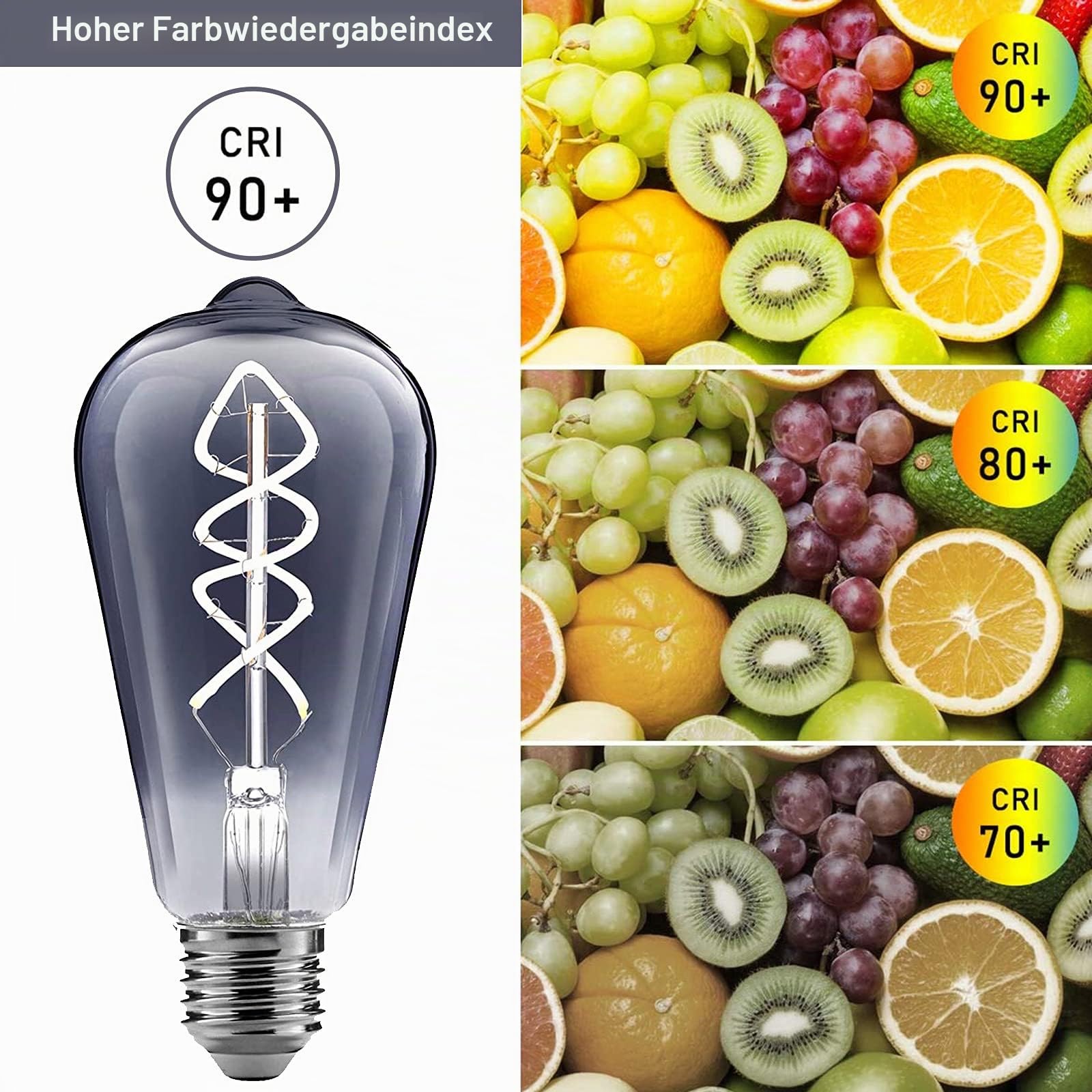 Edison Vintage Glühbirne E27-6W 465 LM LED Filament Lampe, Ersazt 60W Halogenlampen, Kaltes Weiß 6500K Antike Lampe Ideal für Retro Beleuchtung im Haus Café Bar - 6 Stück