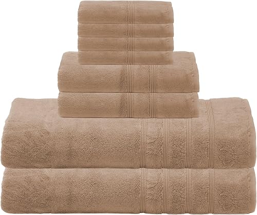 Juego de baño extragrande de 8 piezas de lujo de 700 GSM, color gris pardo, 2 toallas de baño de 35 x 70 pulgadas, 2 toallas de mano de 16 x 30 disponible en Yaxa Peru