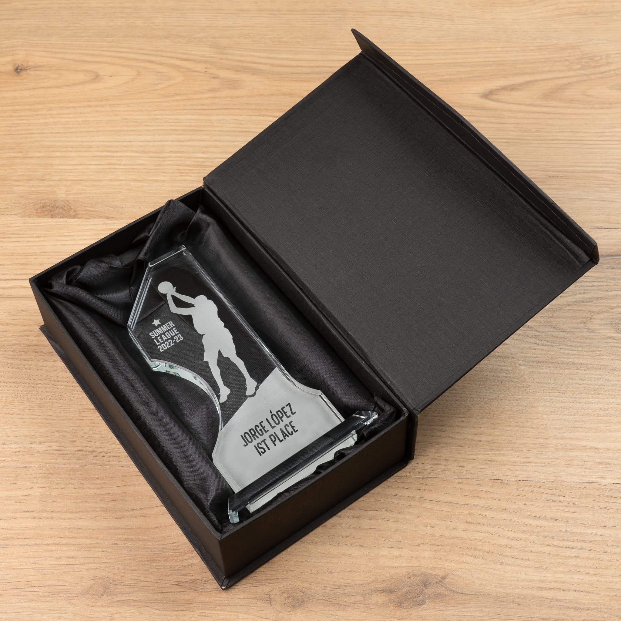 Wanapix | Trofeo Personalizzato in Vetro | Incisione Laser | Astuccio Incluso | Premio/Trofeo/Ricordo | Numero 1 | 10x18 cm