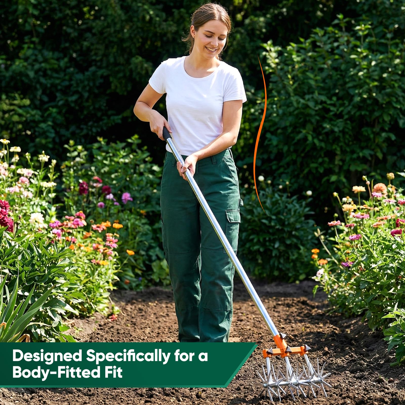 Kreiselgrubber, Garten Kultivator mit Einziehbarer 173cm-Langstiel Sternfräse Garten mit Abnehmbaren Zinken Edelstahl Gartengrubber Rotary Cultivator Garden Rotary Tiller zur Bodenmischung
