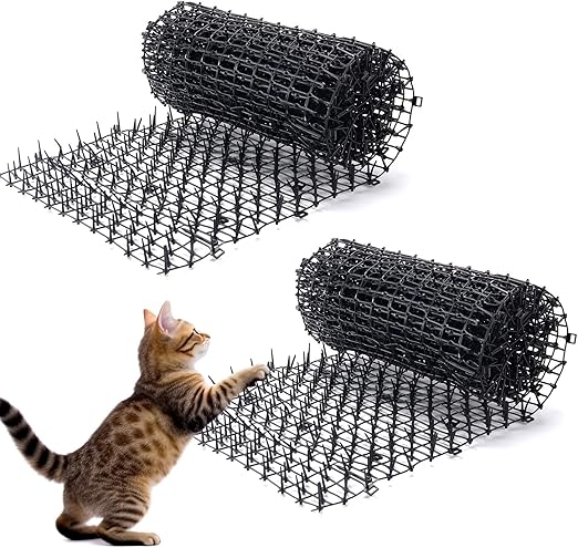 2PCS 6.5ft Scat Mat for Cats, Prickle Strips Network Digging Stopper Outdoor Spike Deterrent Mat, 78 inch x 11 inch(13FT)