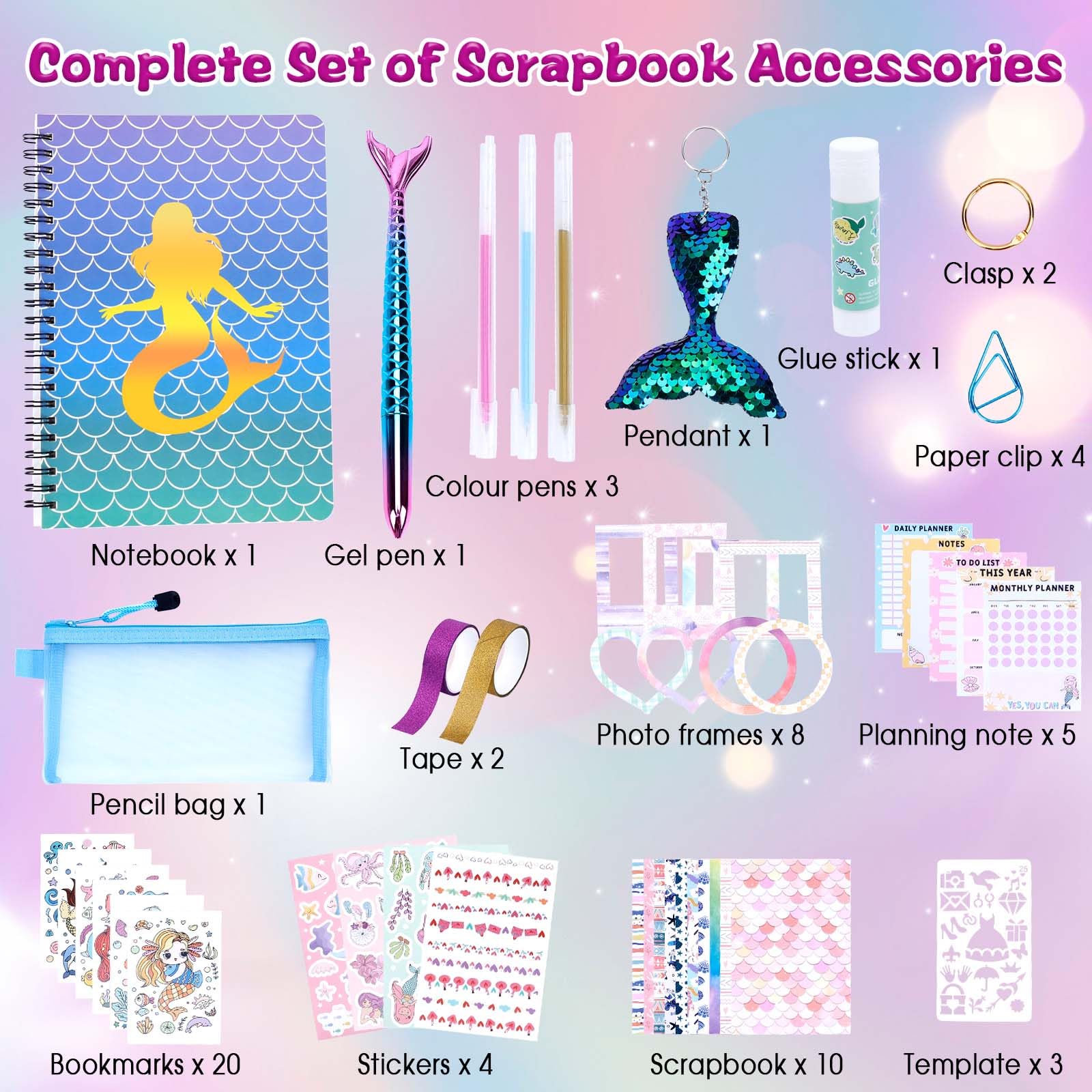 Dadabig Studio Scrapbooking Kit Scrapbooking Dzieci, Styl 4 Ever Scrapbooking Zabawka Prezent Dziewczyna 4 5 6 7 8 9 10 11 lat Kreatywny Zestaw do scrapbookingu Pomysły na prezent urodzinowy dla
