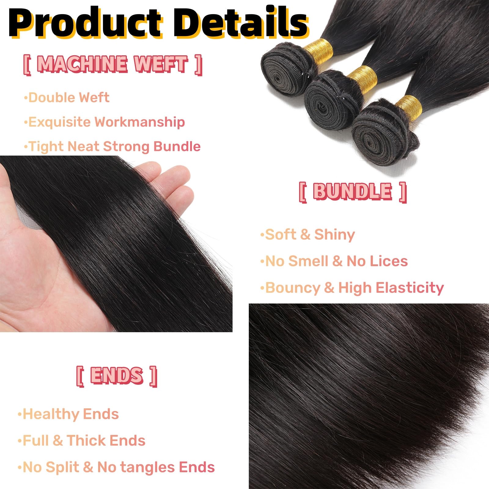 Brazilian Virgin Hair Extensions Double Weft Soft Healthy Unprocessed Human Hair Amazon.com : Brazilian Body Wave Human Hair Bundles 100  main image 2