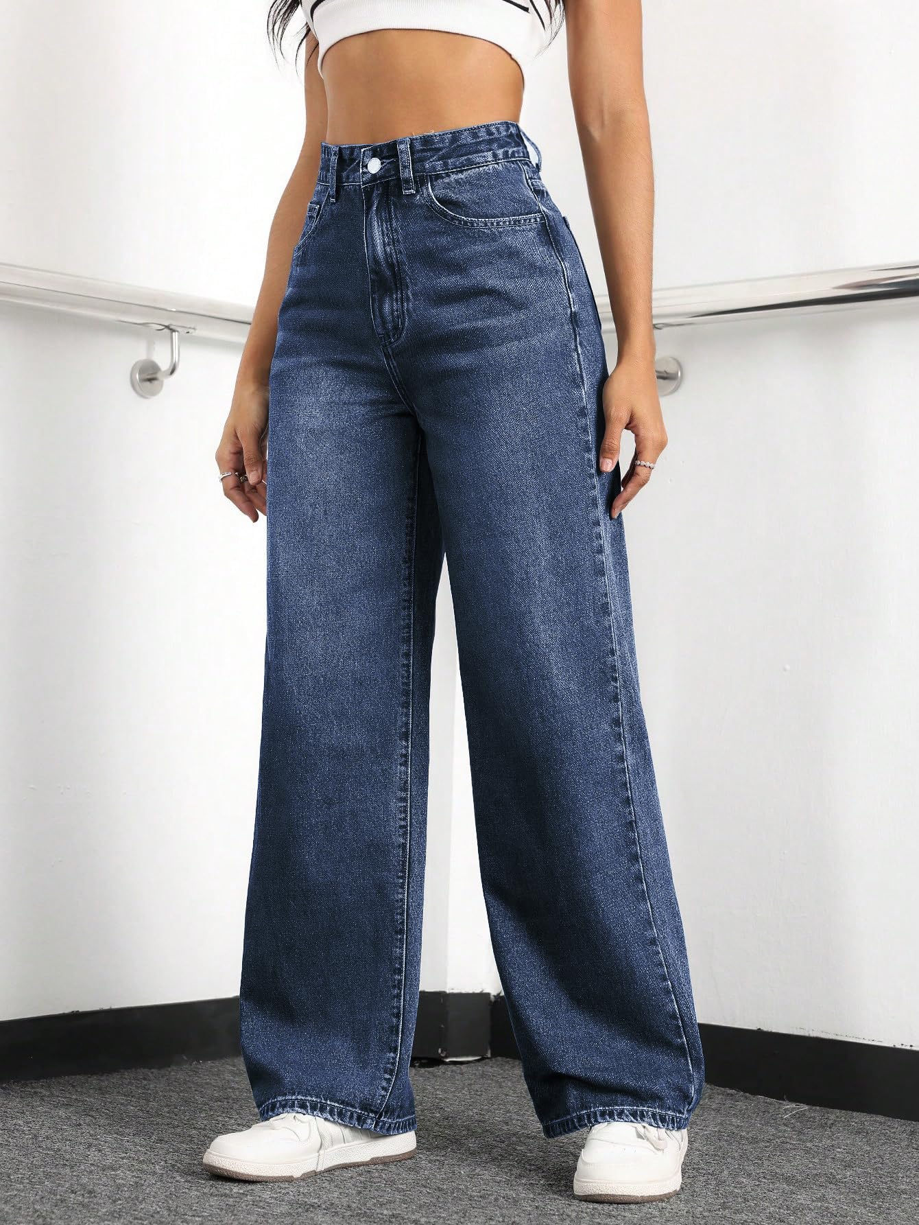 Straight Leg Jeans for Women,High Waisted Wide Leg Loose Stretchy Boyfriend Denim Pants Baggy Jeans for Women