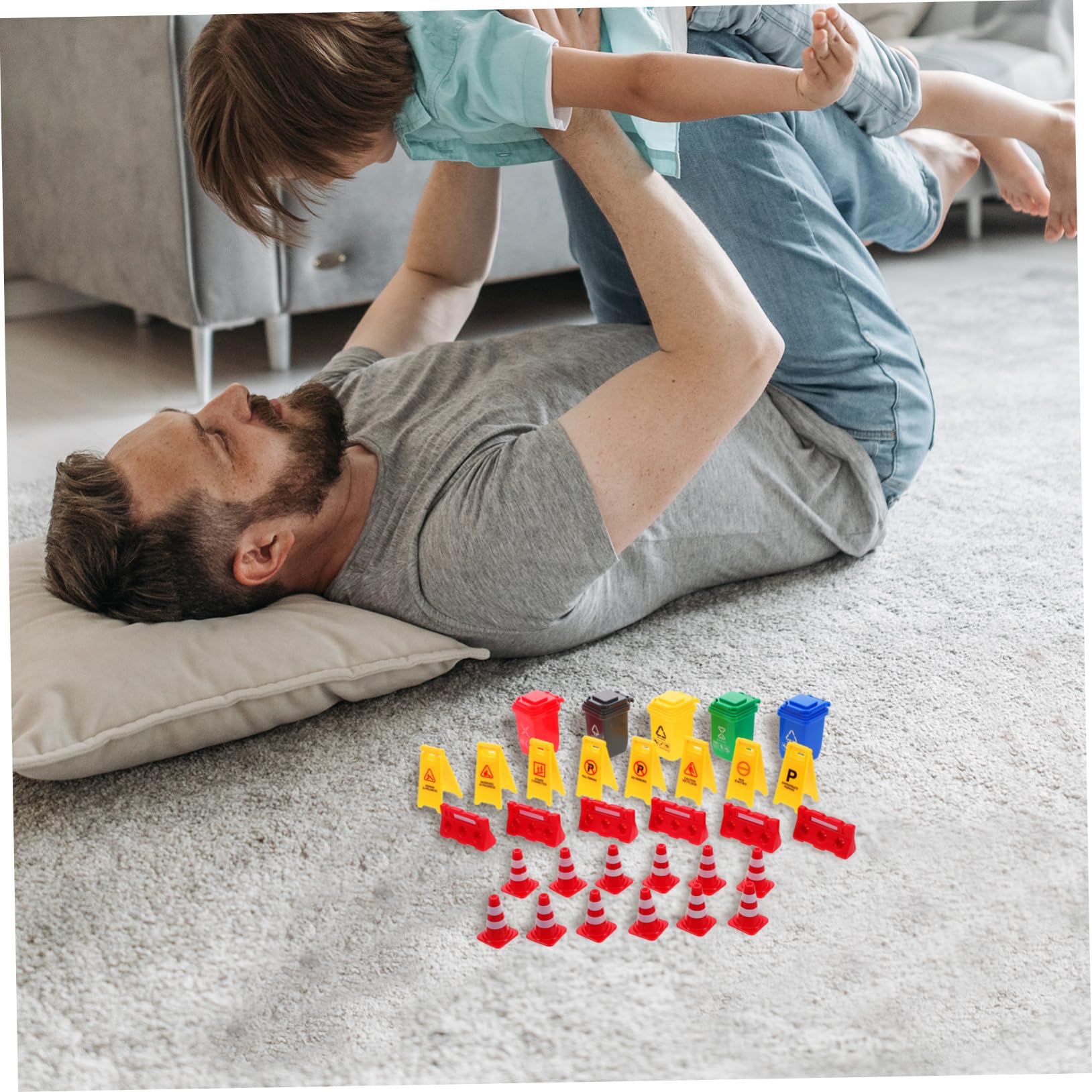 Spielzeug Verkehrsschilder 1 Satz aus Kunststoff für Kinder | Kleiner Simulations Verkehrsschild für Kinder, Realistische Requisiten, für Drinnen und Parkplätze