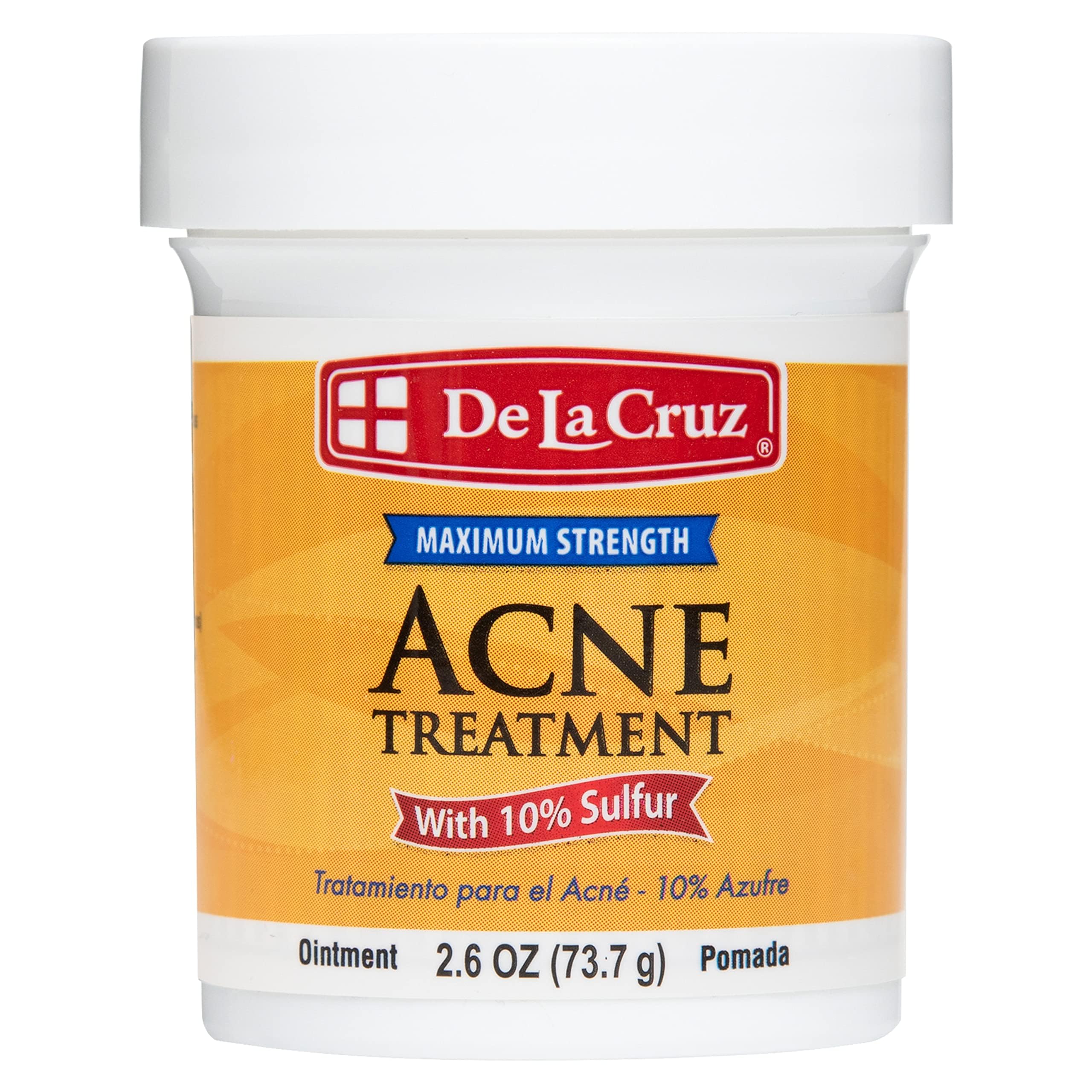 De La Cruz 10% Sulfur Ointment - Cystic Acne Treatment for Face and Body - Daily 10 Min Spot Treatment Mask - Safe and Effective Game Changing Hormonal Acne Treatment That Clears Up Pimples - 2.6 oz