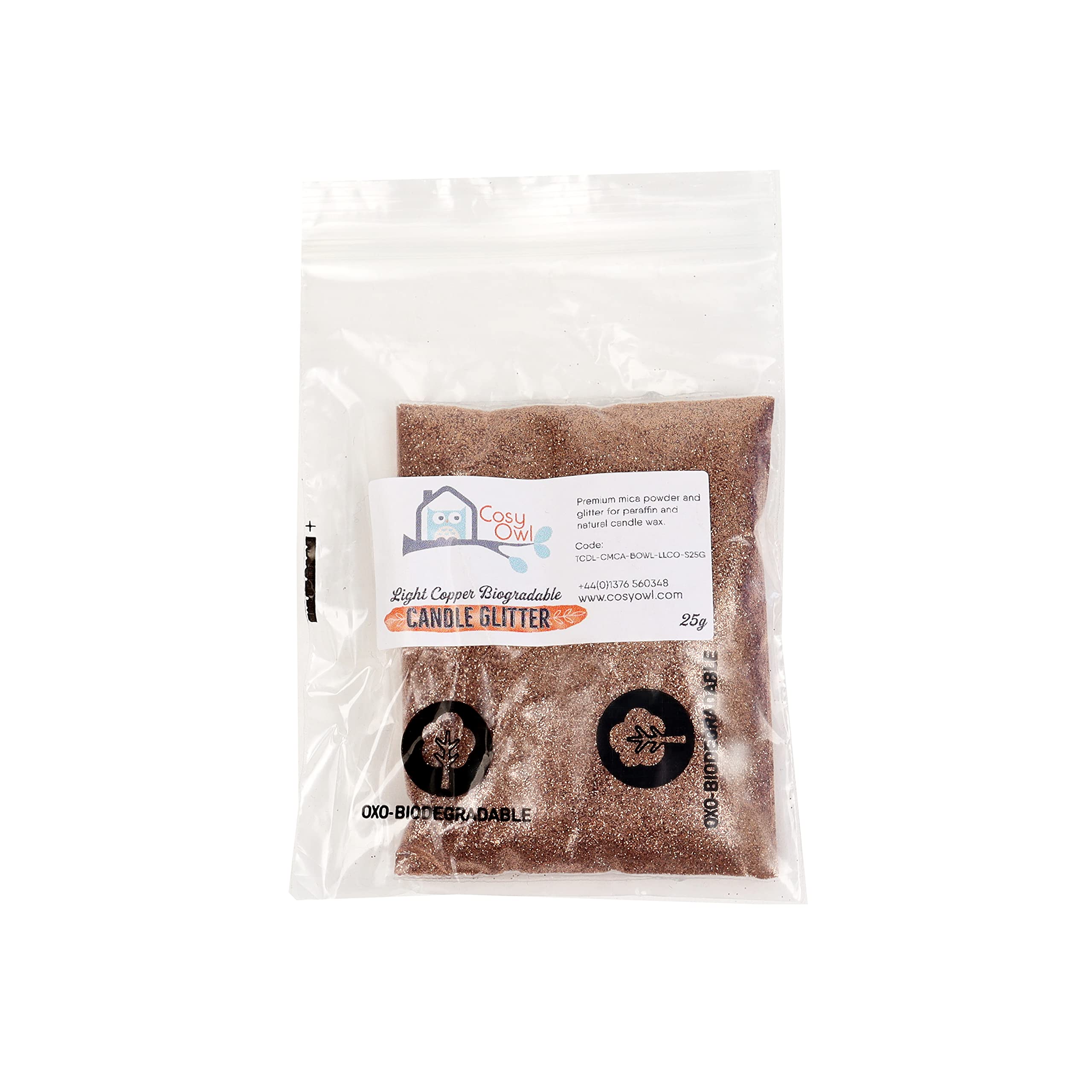 Cosy Owl Biodegradable Glitter 25g - for Candle/Wax Melt Making - (Light Copper)