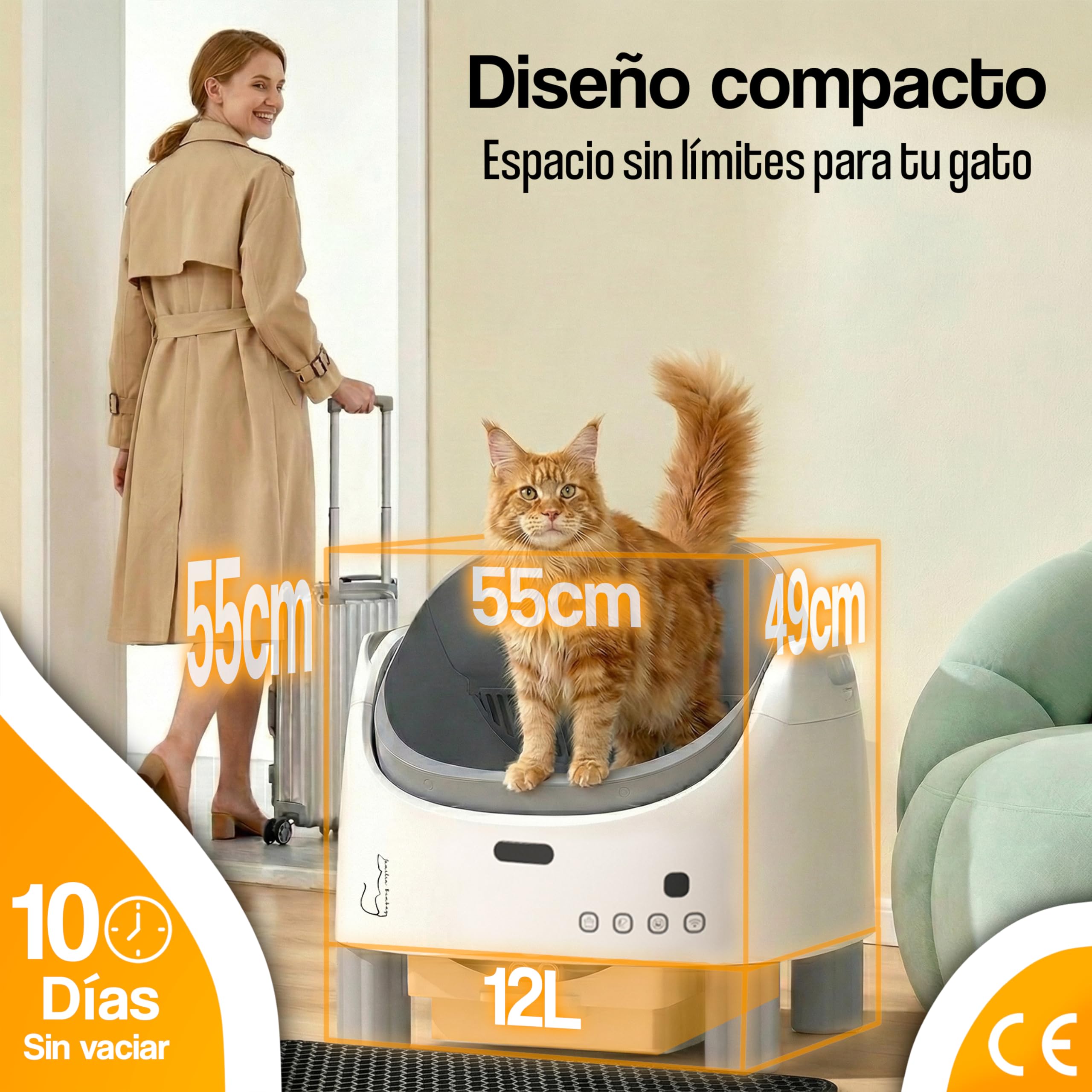Arenero Automatico Familia Bombay - Arenero Gatos Autolimpiable - Caixa de Areia para Gatos Automatico - Arenero Electrico - Automatic Cat Litter Box Cleaning - ONG contra la Leucemia - Inteligente