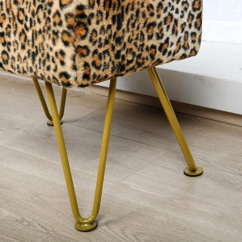 Miniatura 3 de Warmaxx Otomana rectangular con estampado de leopardo de 19 x 13 x 17 pulgadas, banco de entrada de piel sintética, reposapiés, asiento de guepardo,