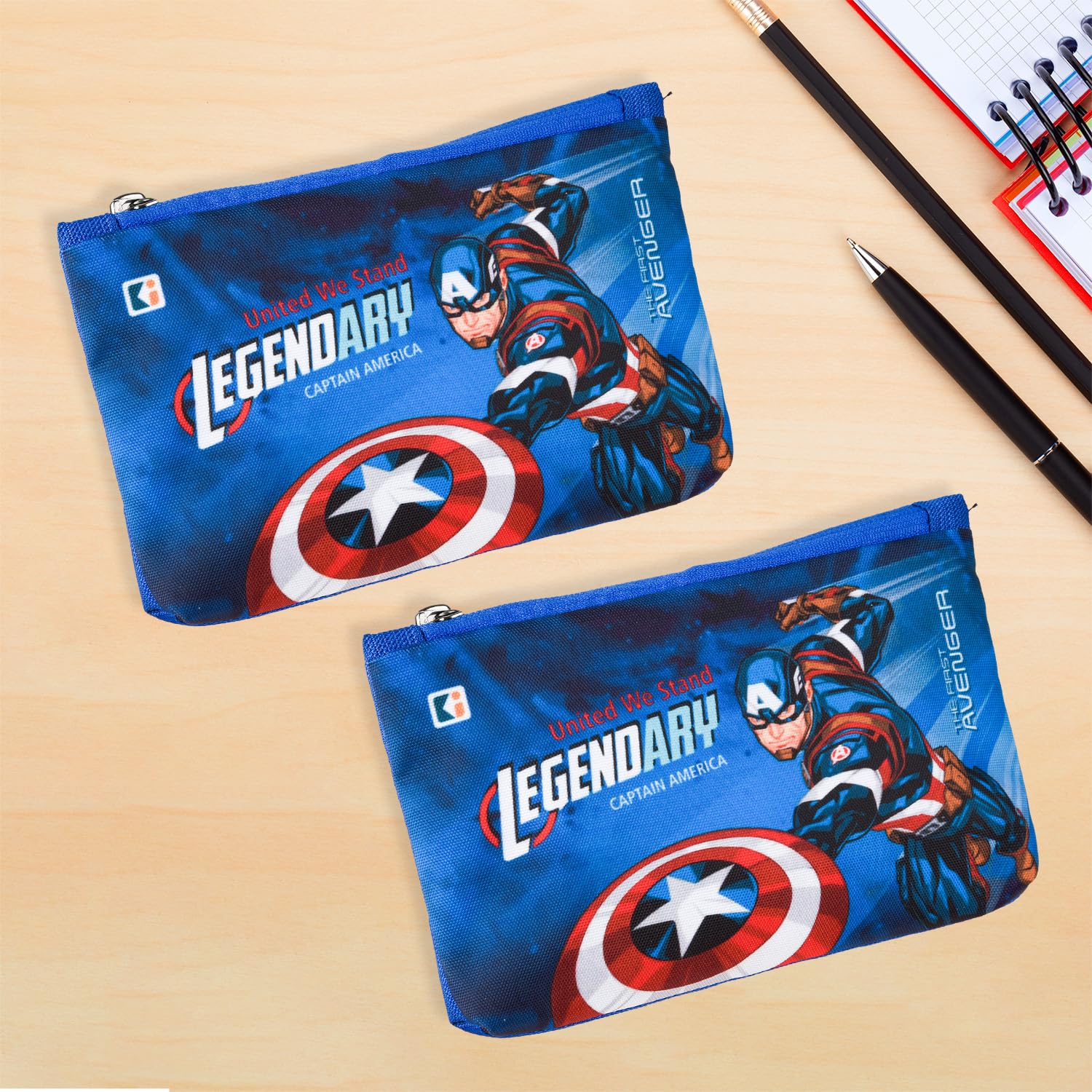 Kuber Industries Pack of 2 Pencil Pouch | Square Stationary Pouch | Pen-Pencil Box for Kids | School Geometry Pouch | Pencil Utility Bag | Zipper Pencil Organizer | Marvel Captain America | Royal Blue (B0CWH8LS7Y) Amazon Price History, Amazon Price Tracker
