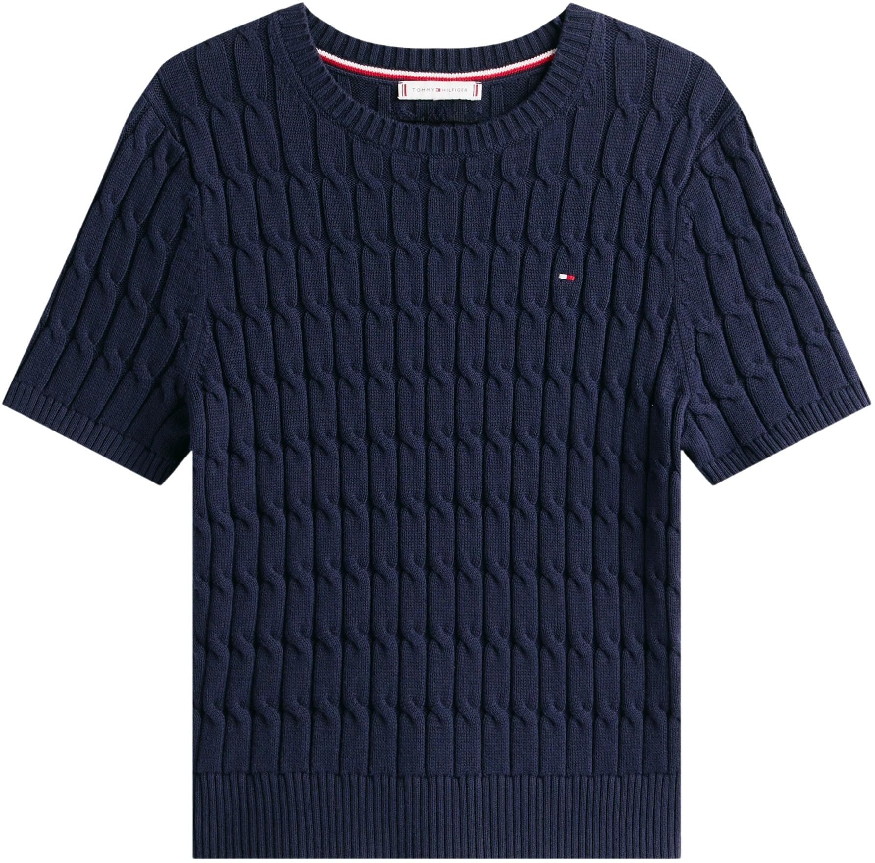 Tommy Hilfiger Co Cable Mid GG S/S C-nk Swt Ww0ww45656 Suéter pulóver Mujer (Pack de 1)