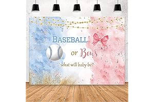 MEHOFOND Baseball or Bows Gender Reveal Backdrop