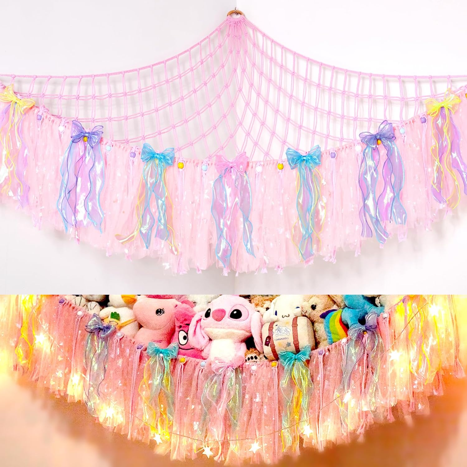 stuffed animal net or hammock jumbo with LED LightMacrame