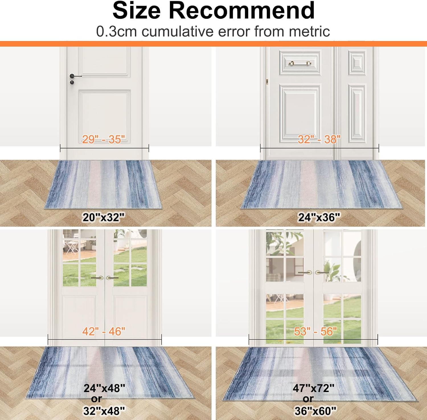 CRISTGEE Door Mat, Front Indoor Door Mat Faux Wool Non-Slip Entryway Rug Absorbent Abstract Throw Rug for Indoor Entrance Hallway Laundry Room, High Traffic Areas, 32X48 Inches, Blue Washable