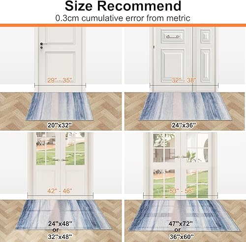 Miniatura 6 de Tapete para puerta delantera, de lana sintética, antideslizante, absorbente, abstracto, para entrada, pasillo, lavandería, zonas de alto tráfico, 24
