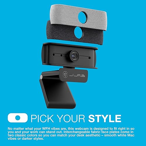 Miniatura 4 de JLab JBuds Cam - Cámara web USB HD, color negro con placa frontal blanca opcional, 1080P30 FPS, 2.1 megapíxeles, enfoque automático, micrófonos