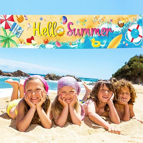 Miniatura 4 de Decoraciones de fiesta de verano en la playa, pancarta para piscina, tabla de surf, suministros de fiesta, letrero grande para patio hawaiano,