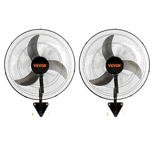 VEVOR Wall Mount Fan, 2 PCS 20 inch Oscillating, 3-speed High Velocity Max. 4000 CFM Industrial Wall Fan for Indoor, Commercial, Residential, Warehouse, Greenhouse, Workshop, Basement, Garage,Black