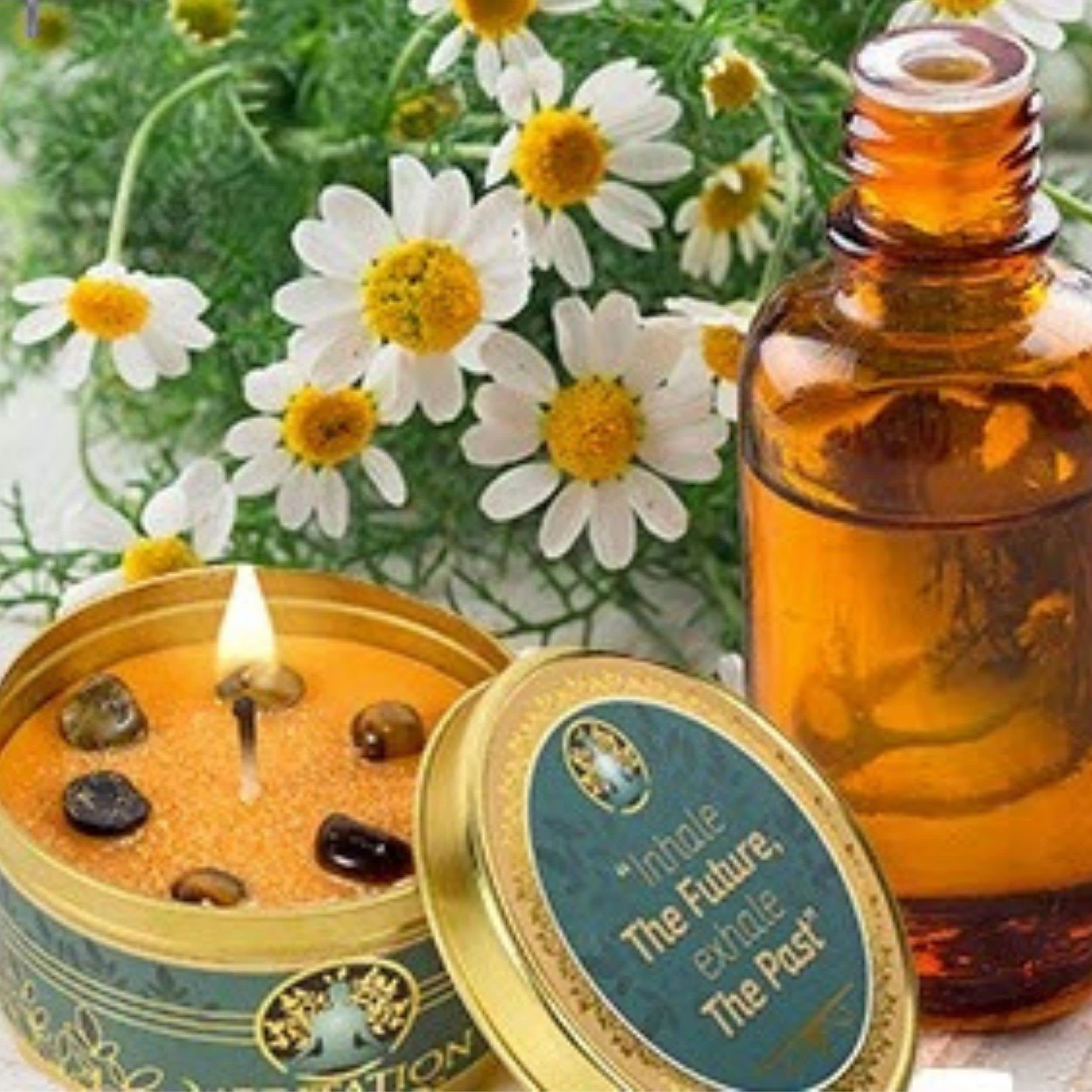 Meditationskerzen mit Kristallen | Natürliche Aromatherapie-Kerzen zur Entspannung & Heilung | Stressabbau-Kerzen für Yoga, Meditation & Selbstpflege | 4er-Pack Geschenkset