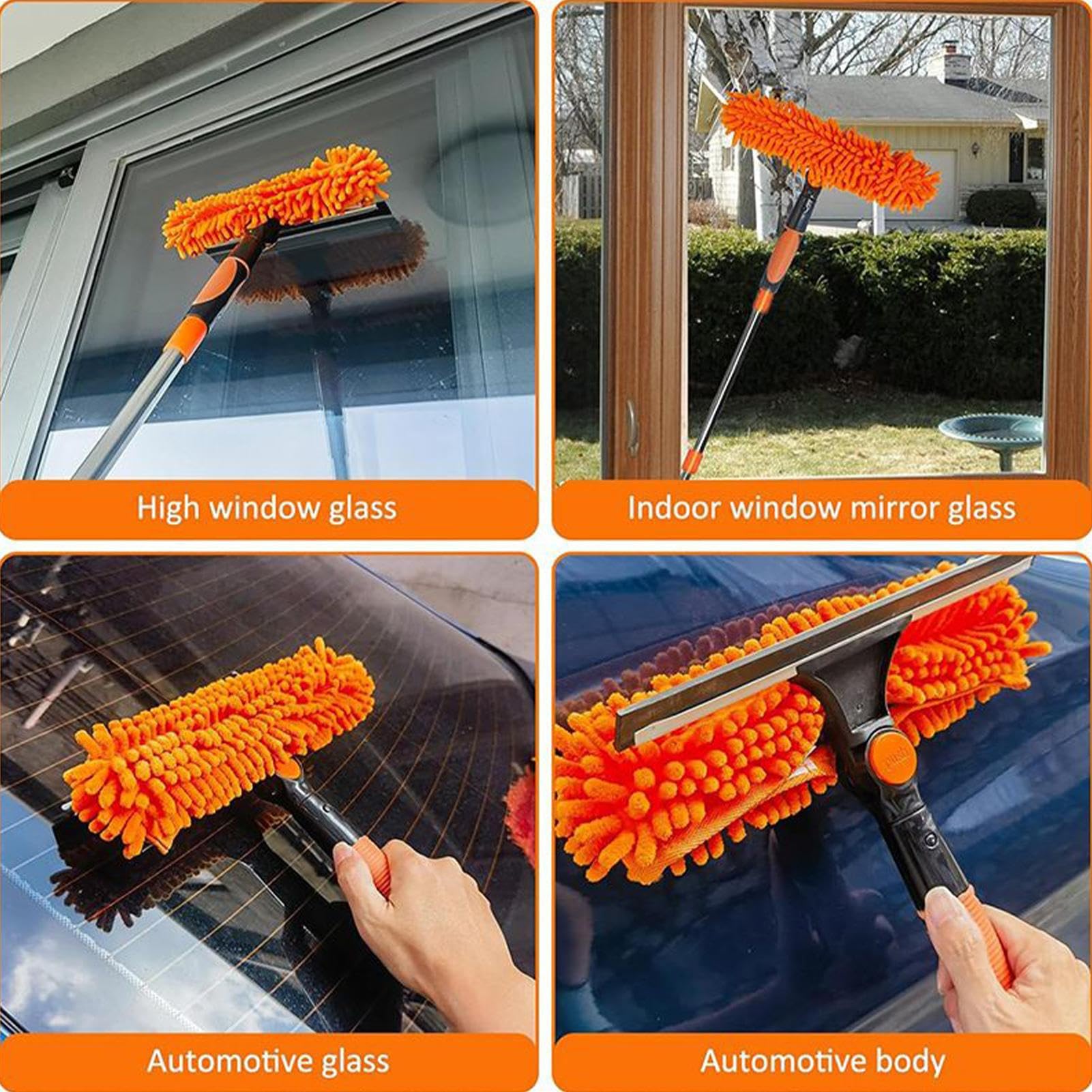 Perche Telescopique Nettoyage Toiture, Kit De Dépoussiérage Haute Portée De De 6m Avec Perche D'extension De 170pouces Haut Plumeau En Microfibre Pour Ventilateur De Plafond,Fenêtres,Murs Et Abat-Jour