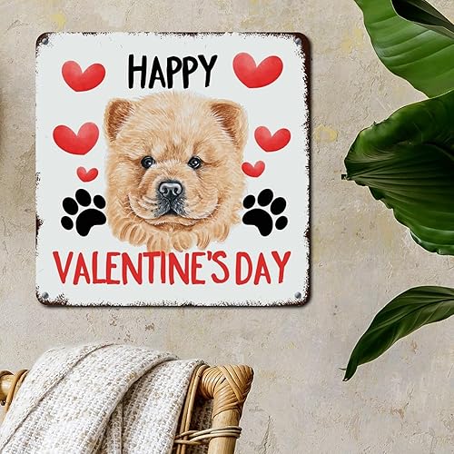 Miniatura 4 de WoGuangis Letrero de metal de aluminio con texto en inglés Happy Valentine's Day Dogs, letrero de metal retro para colgar en la pared para porche