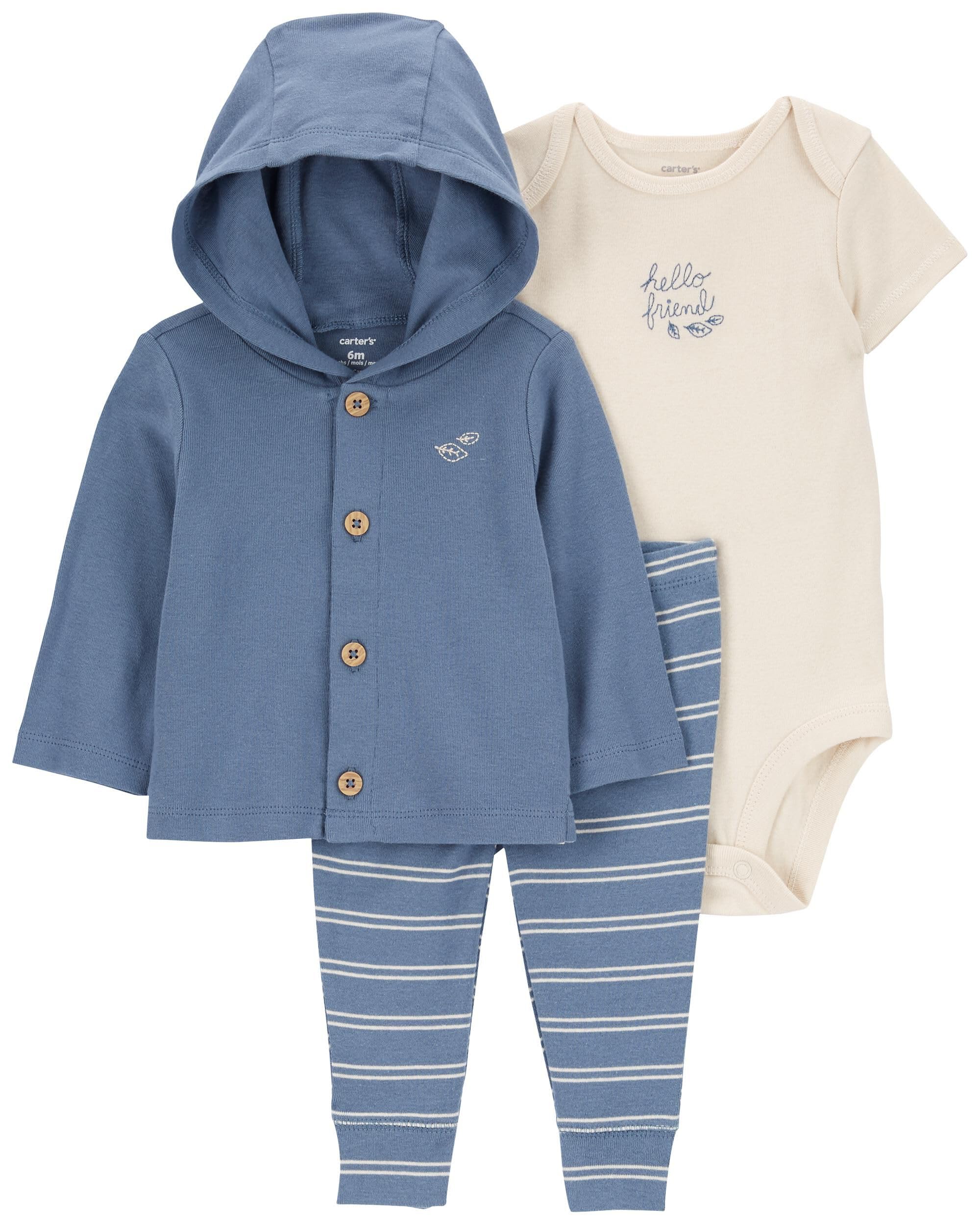 Carters Baby Boys 3 Piece Plaid Patch Little Vest Set