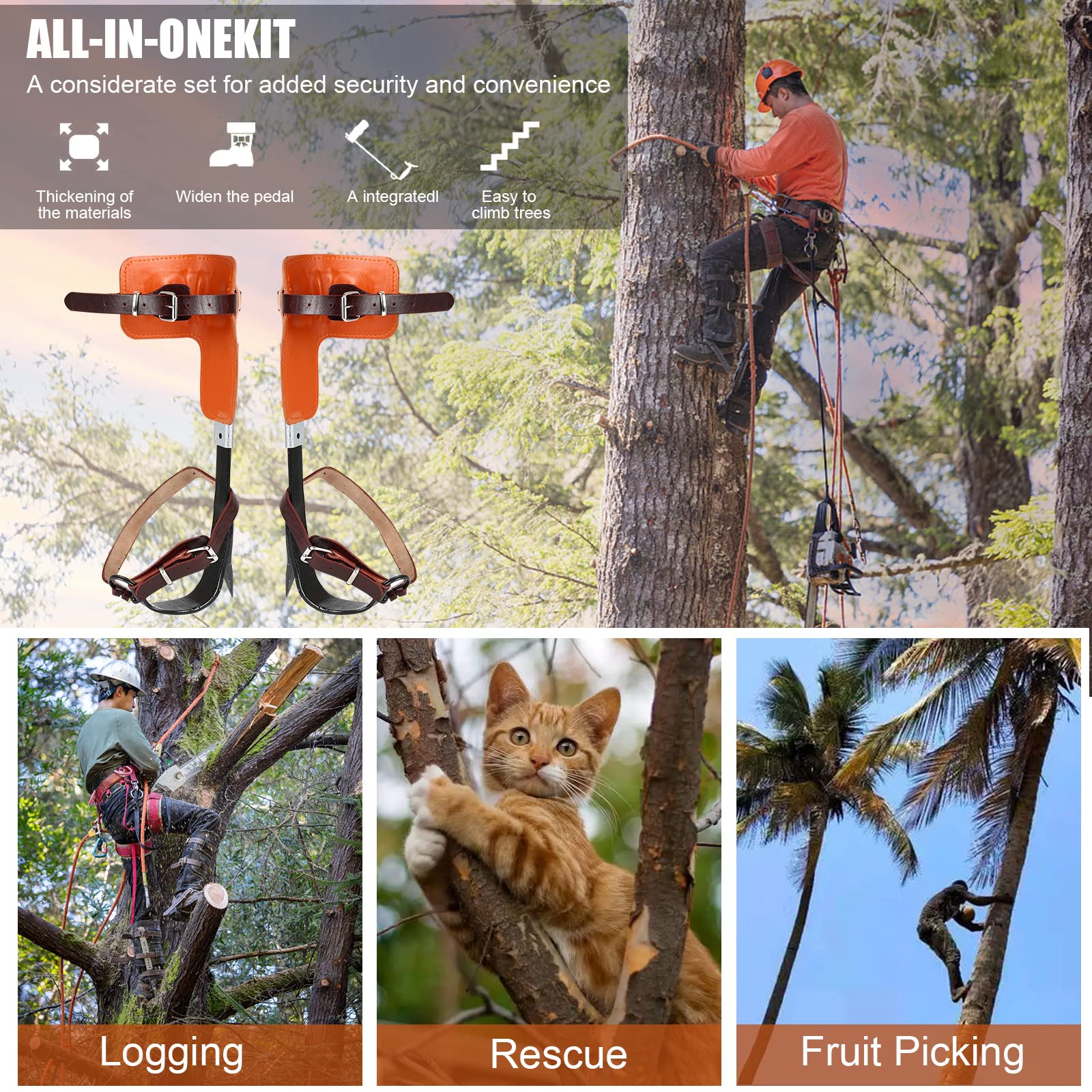 Crampones de escalada de árboles, crampones de artefacto de árboles, juego de crampones para árboles para practicar escalada de árboles, supervivencia en la selva, recolección de frutas, etc