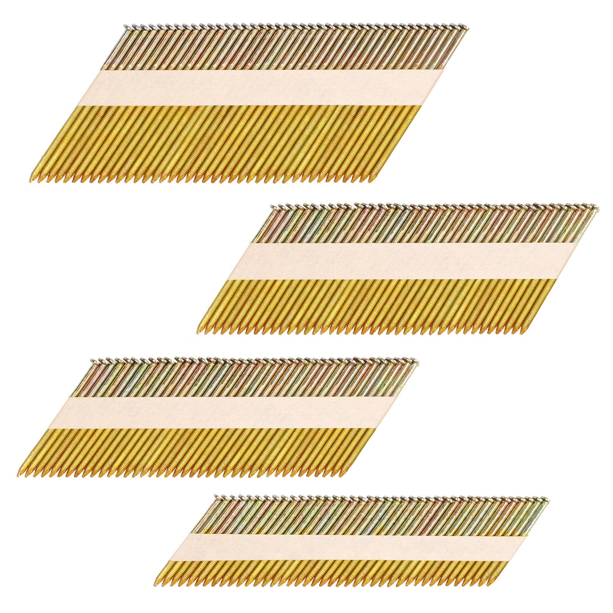 HW HAMWOO 34°Framing Nails,D Head Nail Pack,960-Pack (2"- 240Pcs,2-1/2"- 240Pcs,3"- 240Pcs, 3-1/2"- 240Pcs),Galvanized Paper Tape Strip Nails,Ring