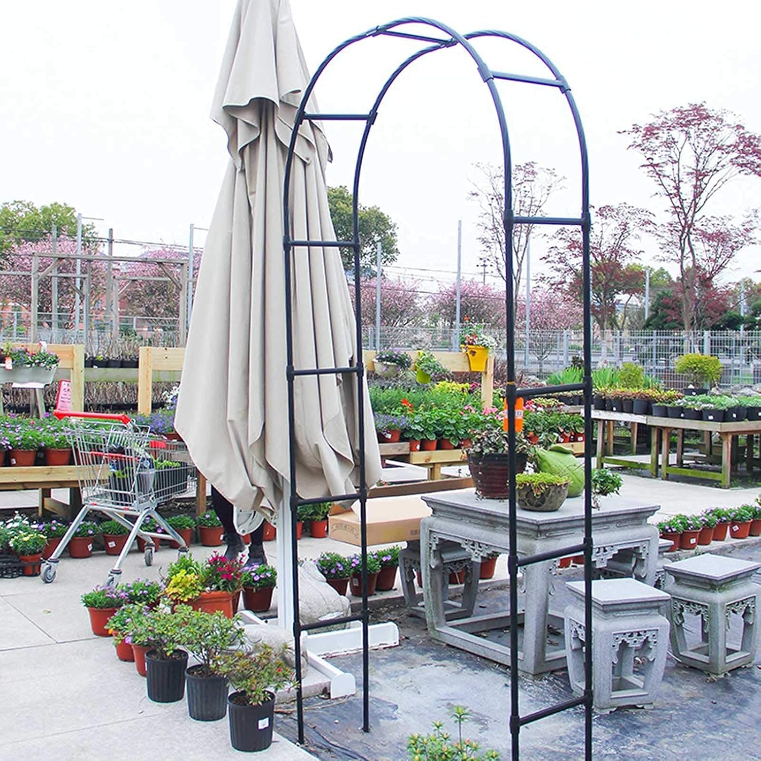 CHFQ - Arcón de jardín de Metal para Rosas, Enrejado de jardín para Bodas, cenador de pérgola Negro, para Bodas, Fiestas Nupciales, Decoraciones Elegantes y Plantas trepadoras de jardín, enredader