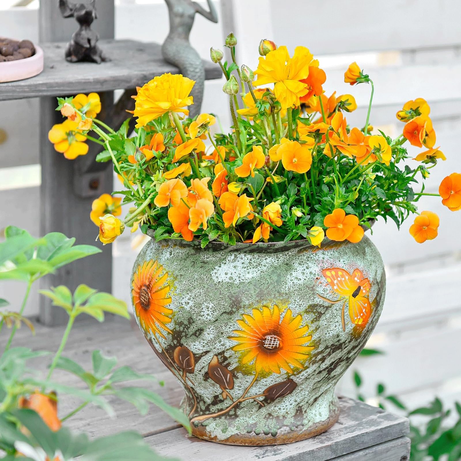 Sukkulenten Keramik Blumentopf mit Drainageloch, Barockstil, Pflanzkübel für Innen und Außen Perfekt für Blumen, Ideale Pflanzentöpfe für Zimmerpflanzen, Kleine Pflanzgefäße
