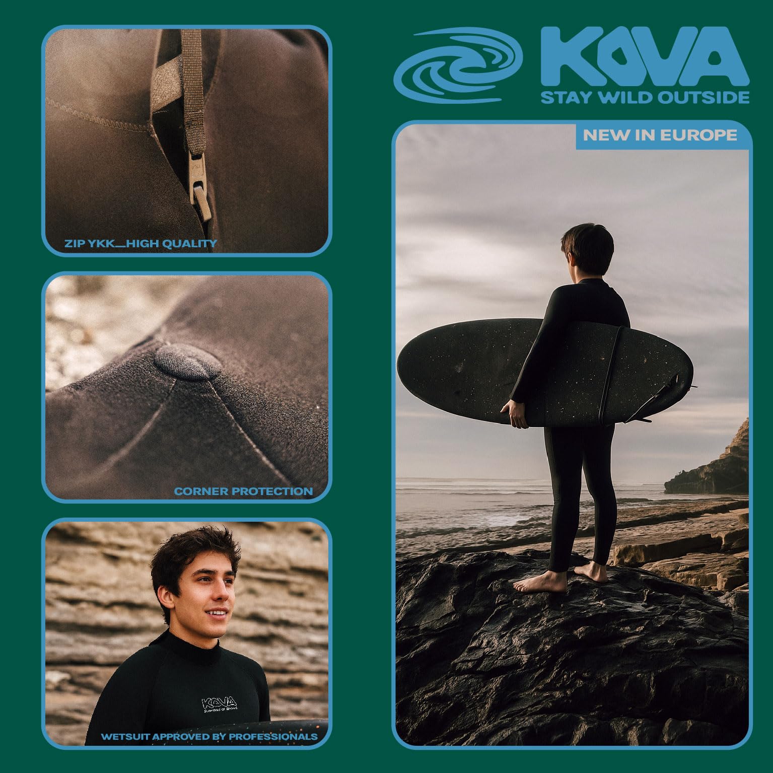 Combinaison néoprène 4/3 mm Homme – Surf, Bodyboard, Paddle – Ultra Flexible, Respirante et Confortable – Eau tempérée 12–18°C