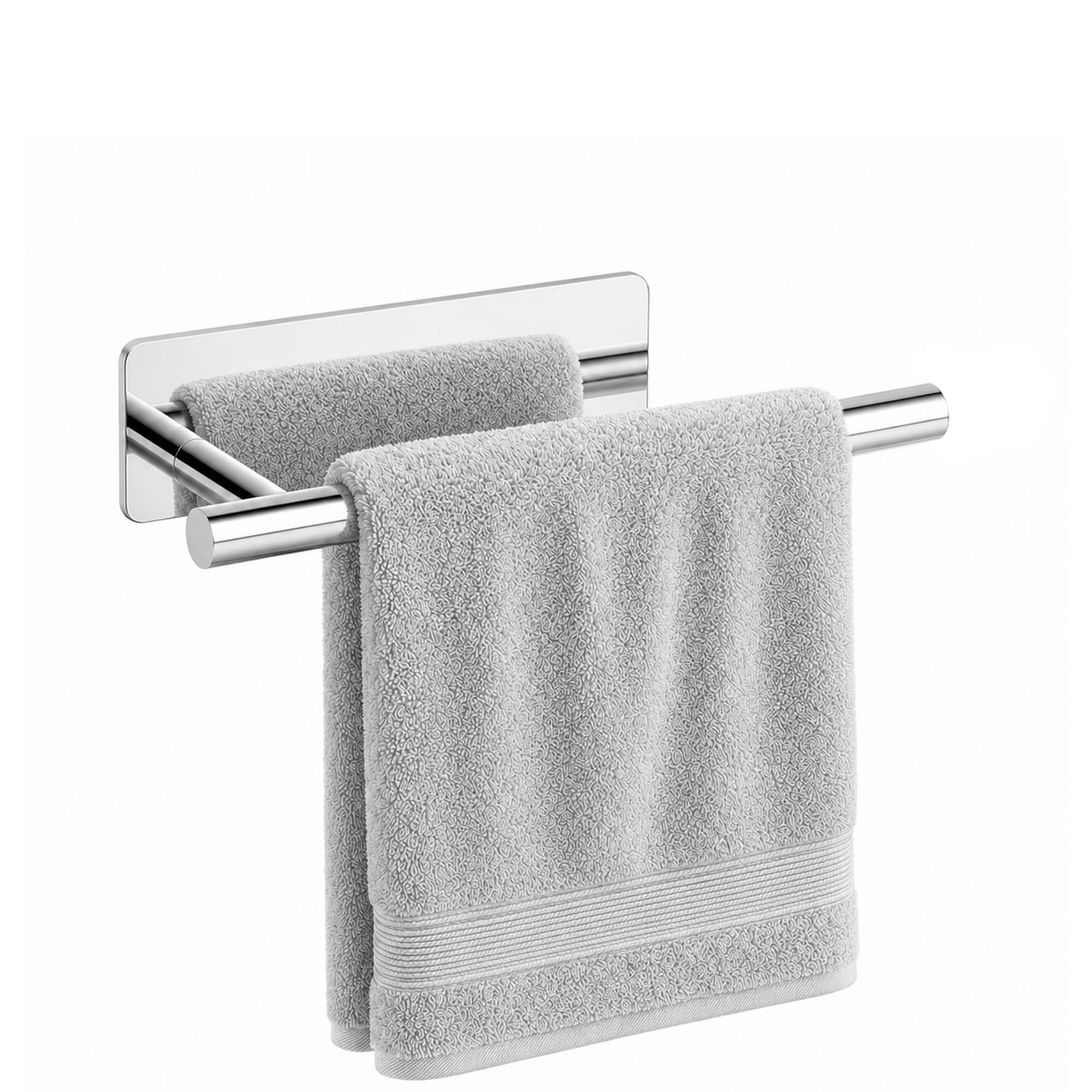 SAYAYO 20cm Drill-Free Bathroom Towel Rack, SUS304 Stainless Steel Adhesive Bathroom Towel Rack, Polished Towel Rack for Bathroom and Kitchen