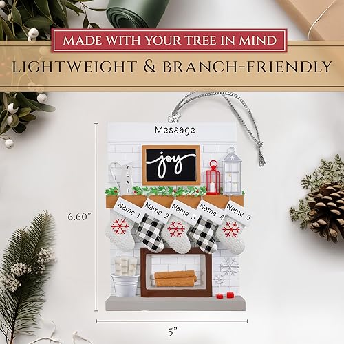 Vista 3 de Mantel de chimenea para decoración de mesa de Navidad 2024 – Personalización rápida y gratuita las 24 horas – Recuerdo de medias de Navidad Familia