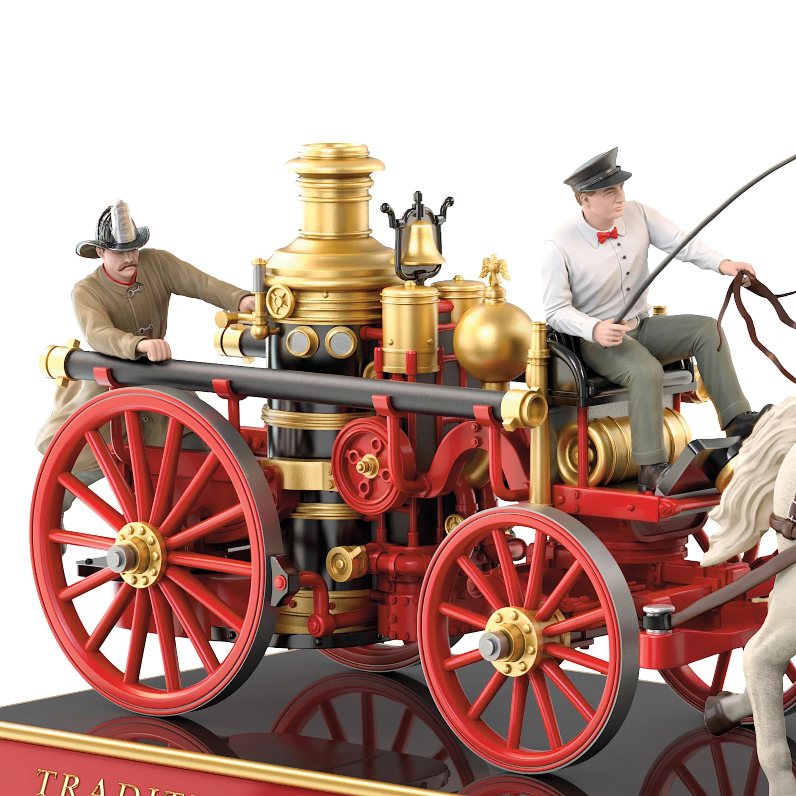 The Bradford Exchange 1900s Boiler Engine Vehicle Sculpture with 2 Firefighters