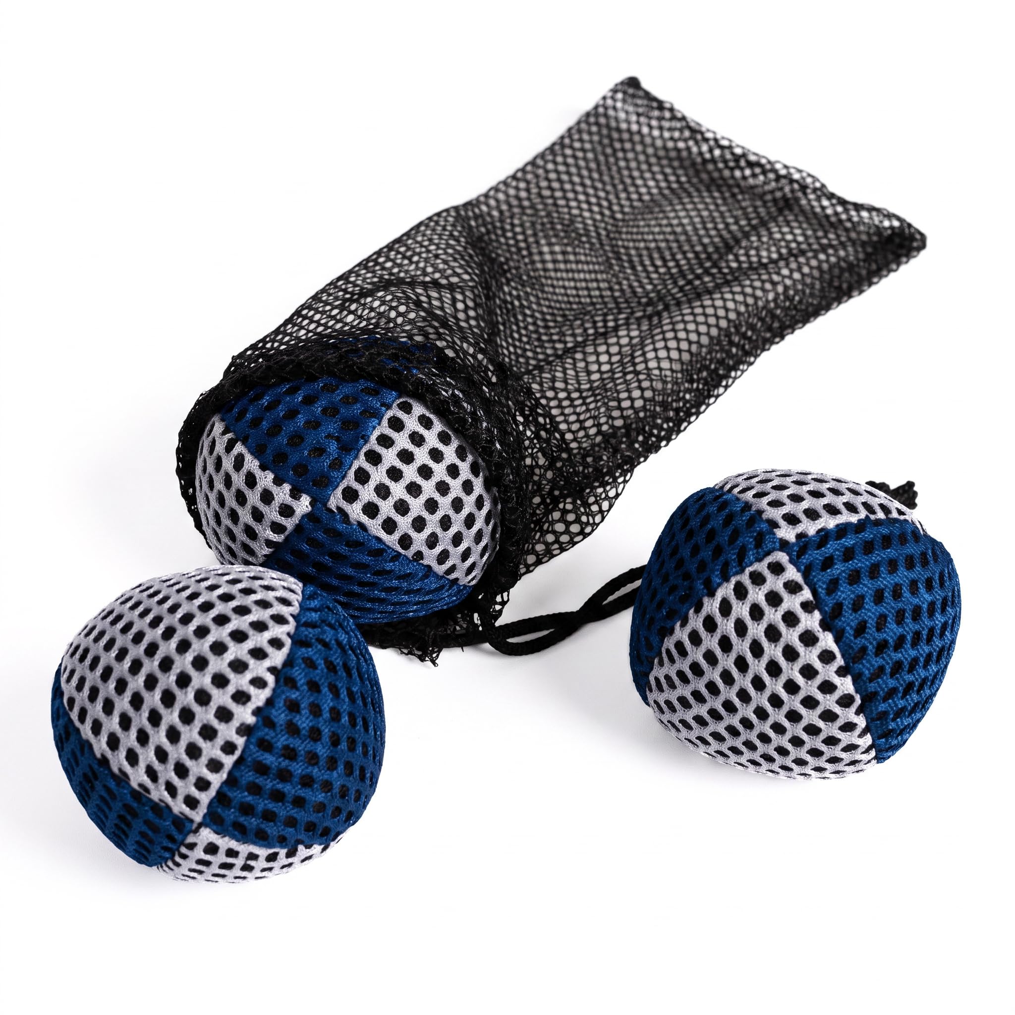 Xballs Pro 3pk Juggling Balls,2-Layer Net,4-Panel Case,110g,Blue/White