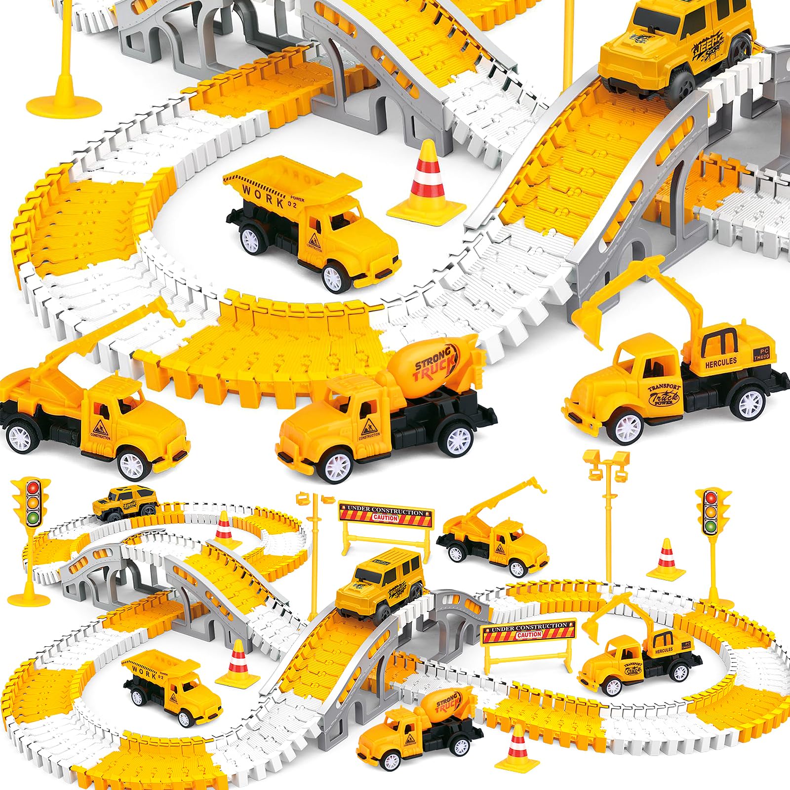 Pista Macchinine, 280 Pezzi Pista Auto Flessibile con 6 Auto Giocattolo, Piste da Corsa per Bambinis, Regalo di Compleanno per Bambini, Macchina per Bambini Regalo Bambino 3-8 Anni